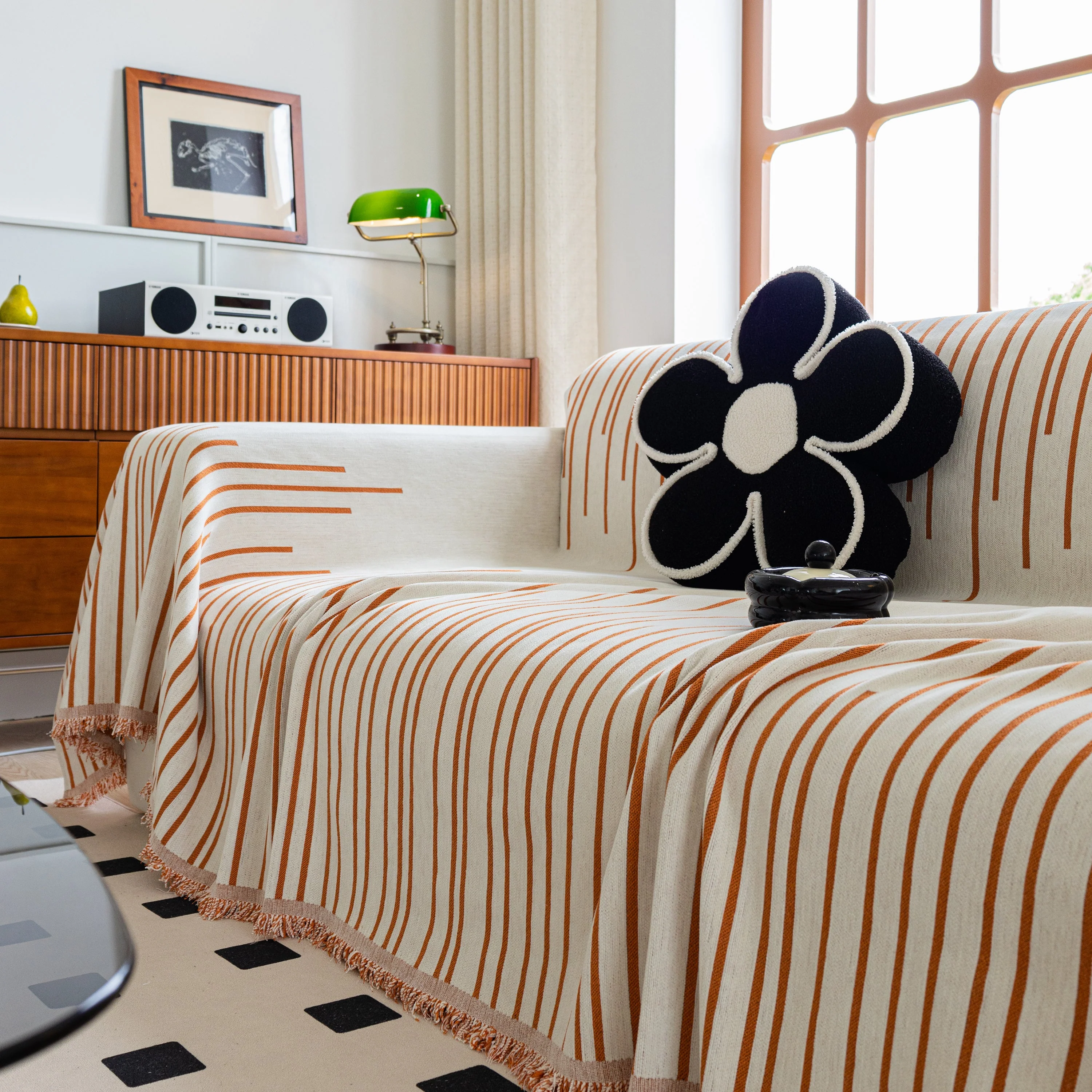 Boho Striped Jacquard Throw Sofa Slipcover Chenille Sofa Throws for Couches for Pets Kids Home Decor - Image 14