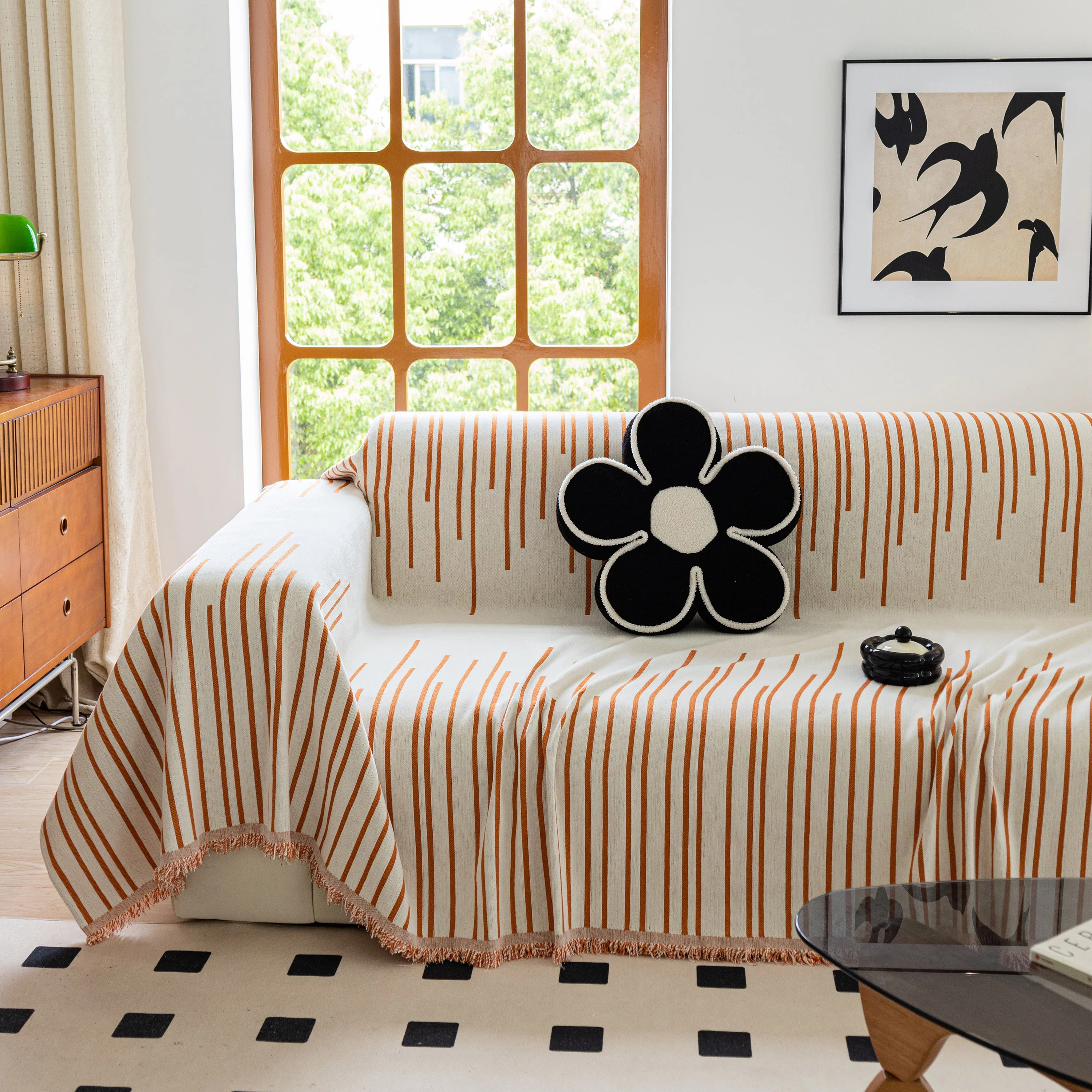 Boho Striped Jacquard Throw Sofa Slipcover Chenille Sofa Throws for Couches for Pets Kids Home Decor - Image 15