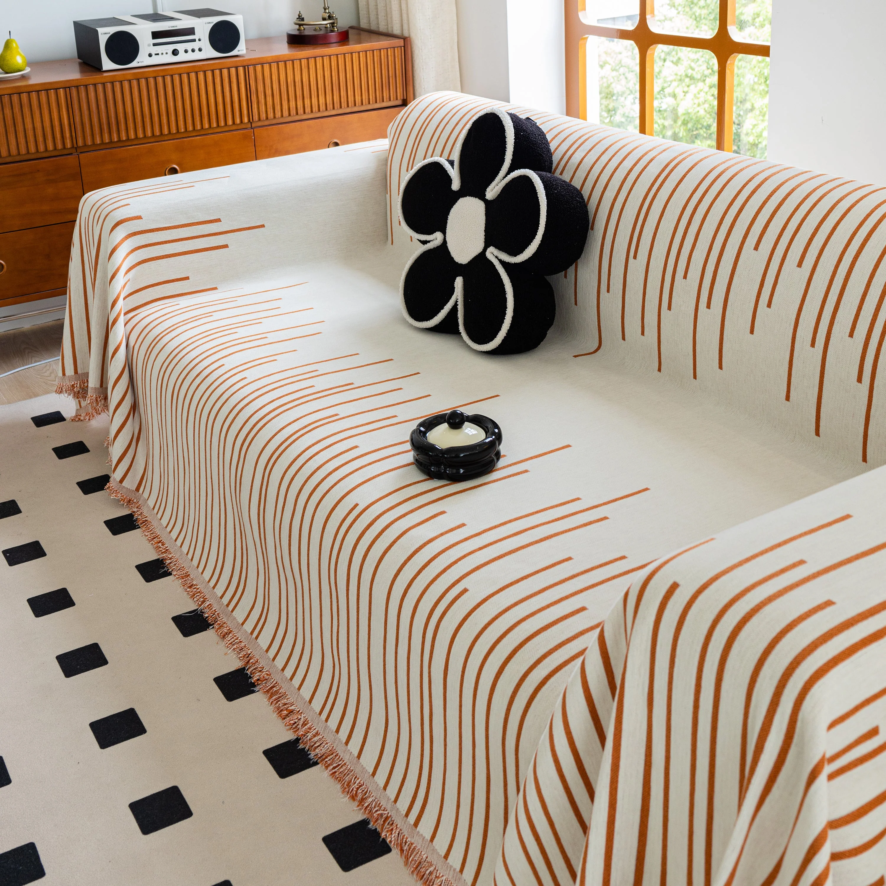 Boho Striped Jacquard Throw Sofa Slipcover Chenille Sofa Throws for Couches for Pets Kids Home Decor - Image 16