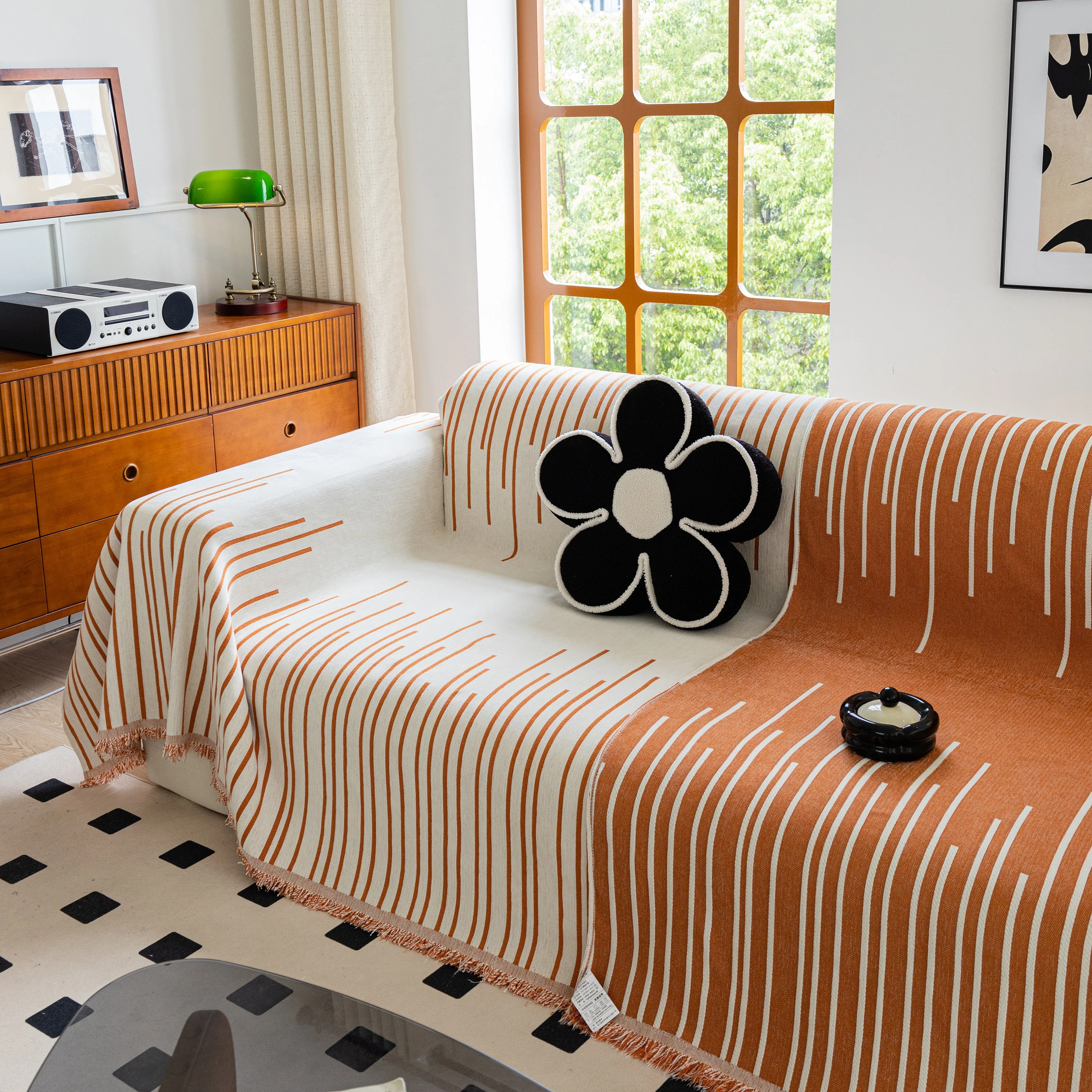 Boho Striped Jacquard Throw Sofa Slipcover Chenille Sofa Throws for Couches for Pets Kids Home Decor - Image 2