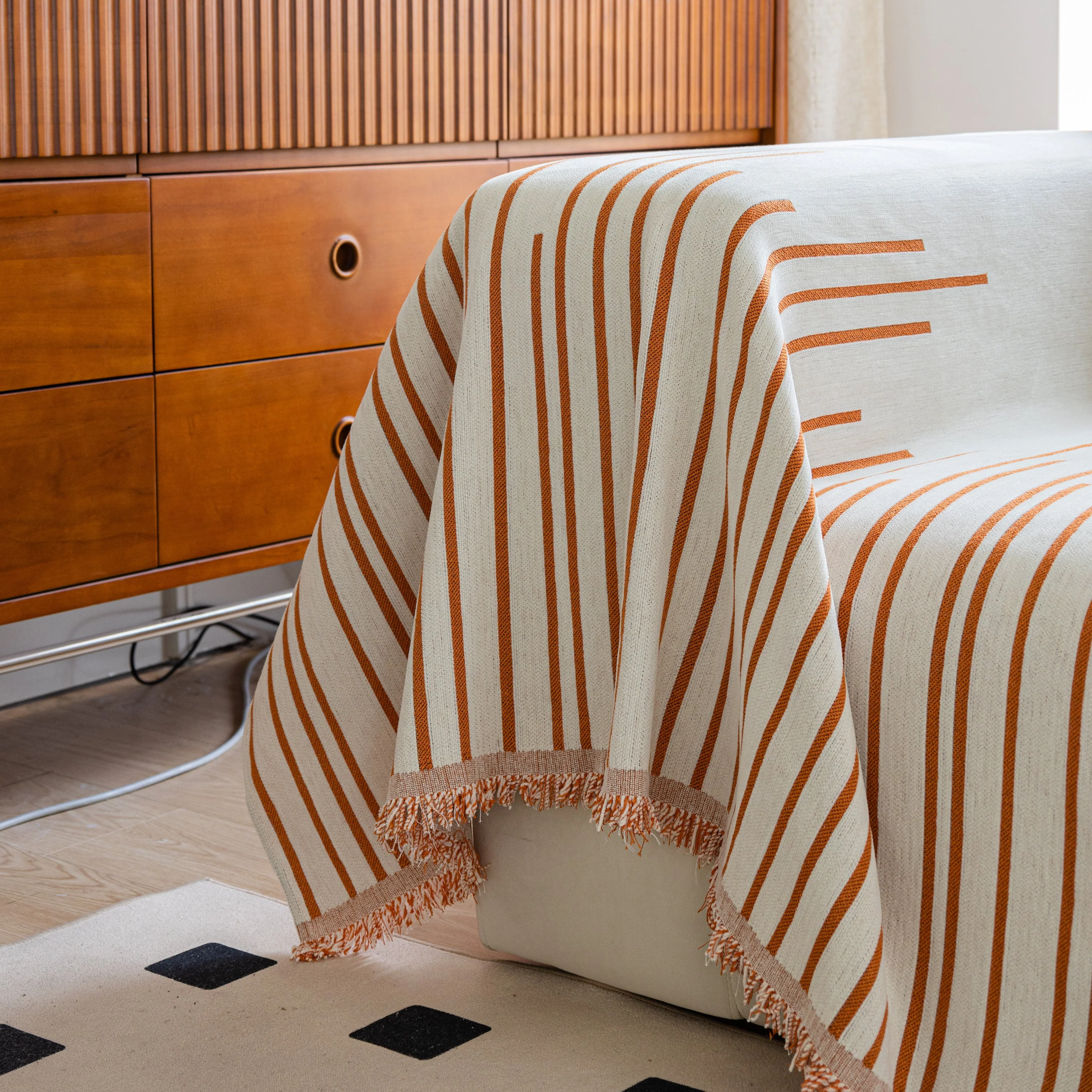 Boho Striped Jacquard Throw Sofa Slipcover Chenille Sofa Throws for Couches for Pets Kids Home Decor - Image 3