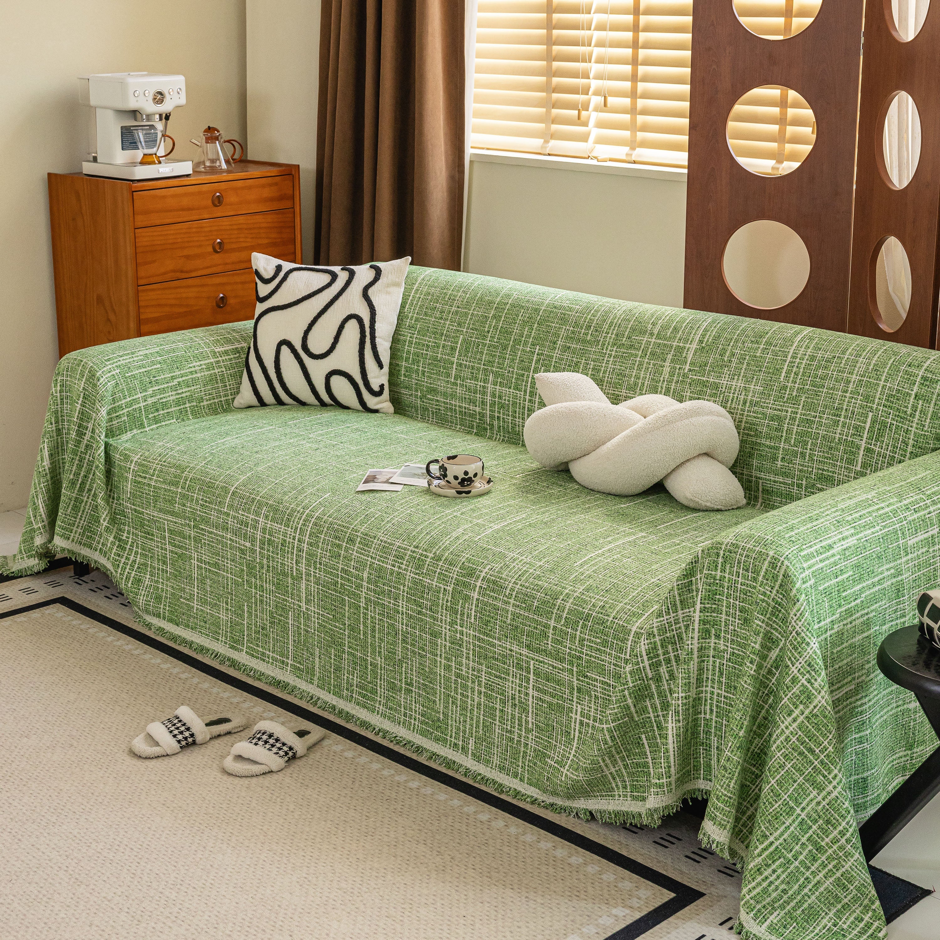 Boho Woven Sofa Throw Cover, Modern Soft Couch Protector for Pets & Living Room Decor - Image 3