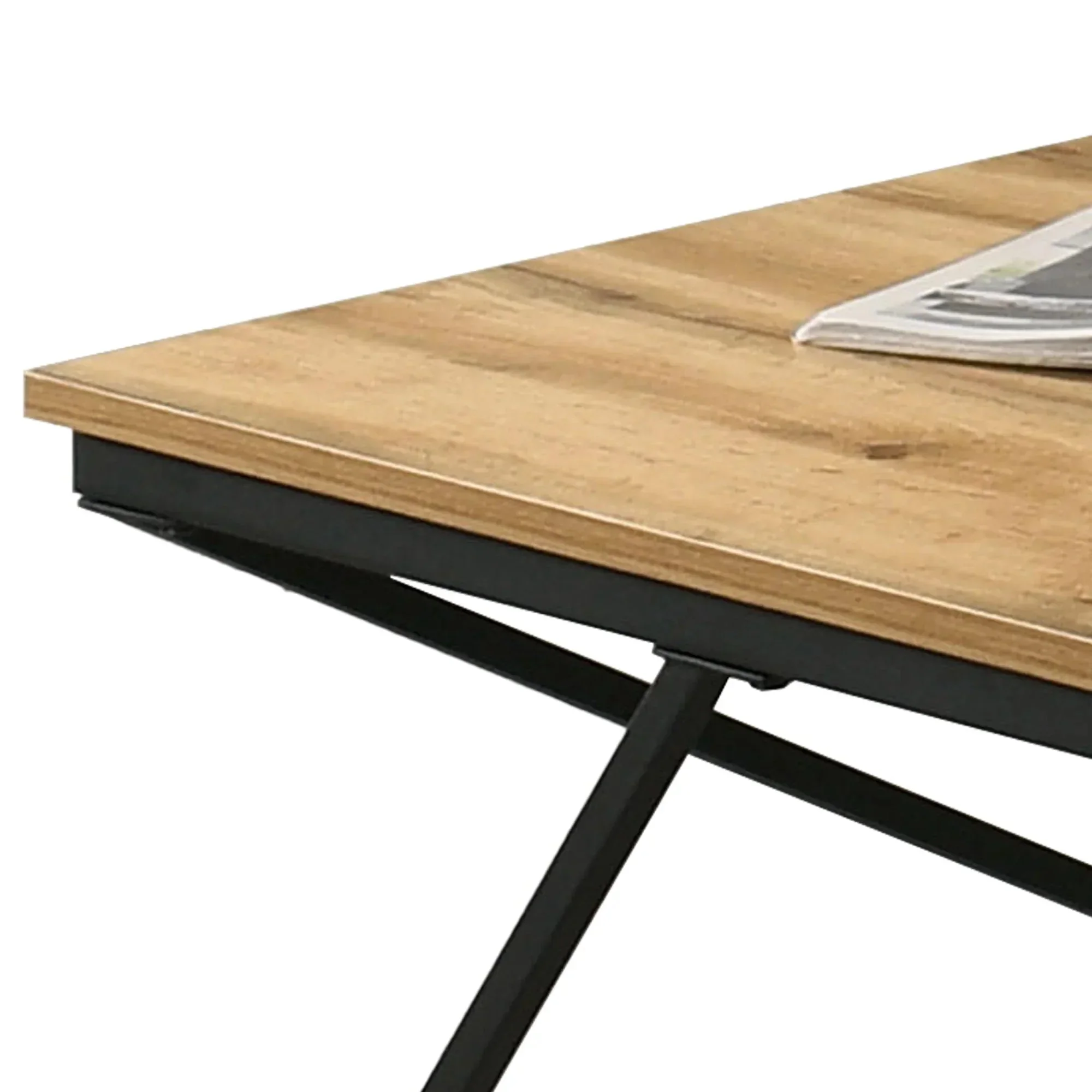 Borup Rustic 31.5" 3-Piece Coffee Table Set with Decorative Wrought Metal Side - Image 3