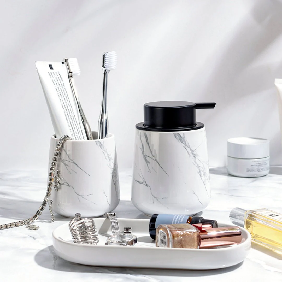 BosilunLife Marble Foaming Bathroom Set Recycled Eco-Clay - Image 3