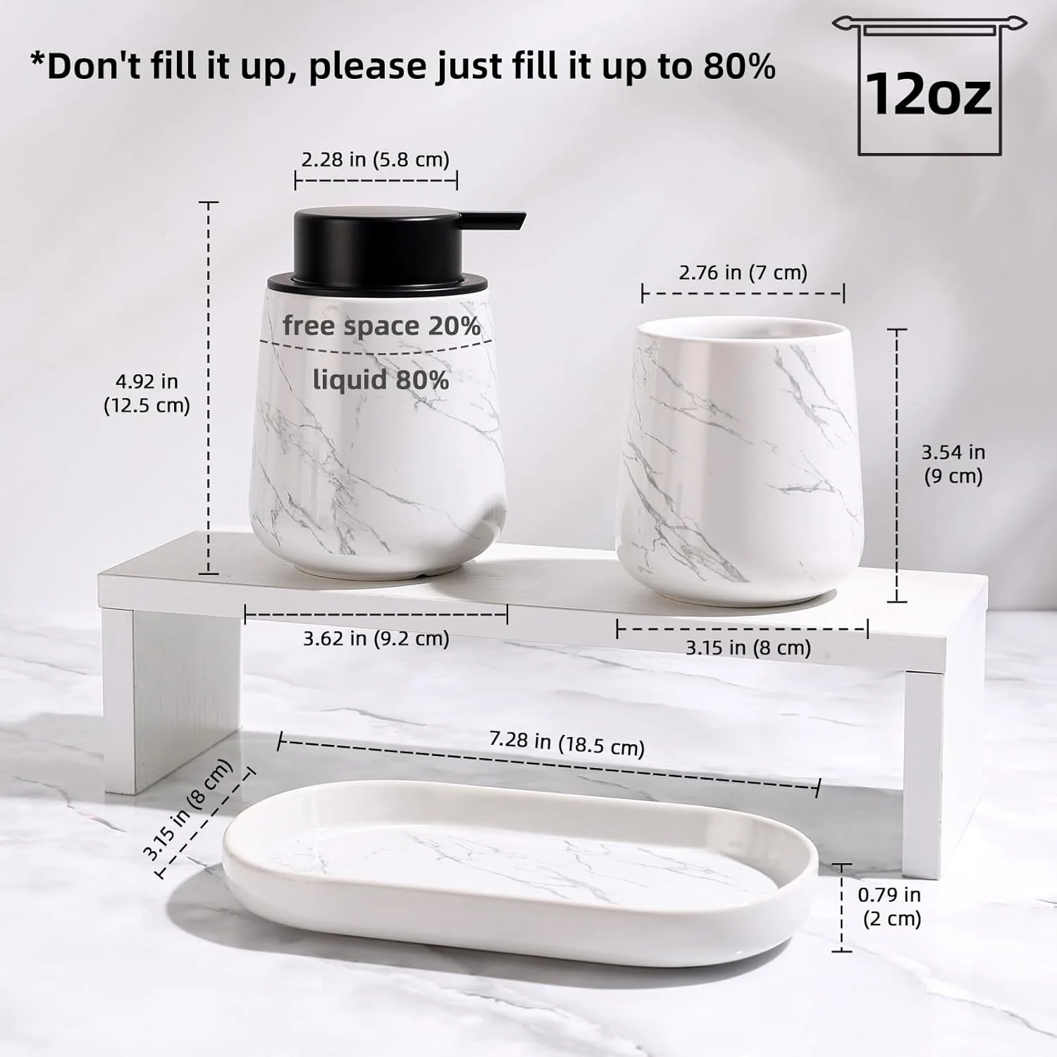 BosilunLife Marble Foaming Bathroom Set Recycled Eco-Clay - Image 5