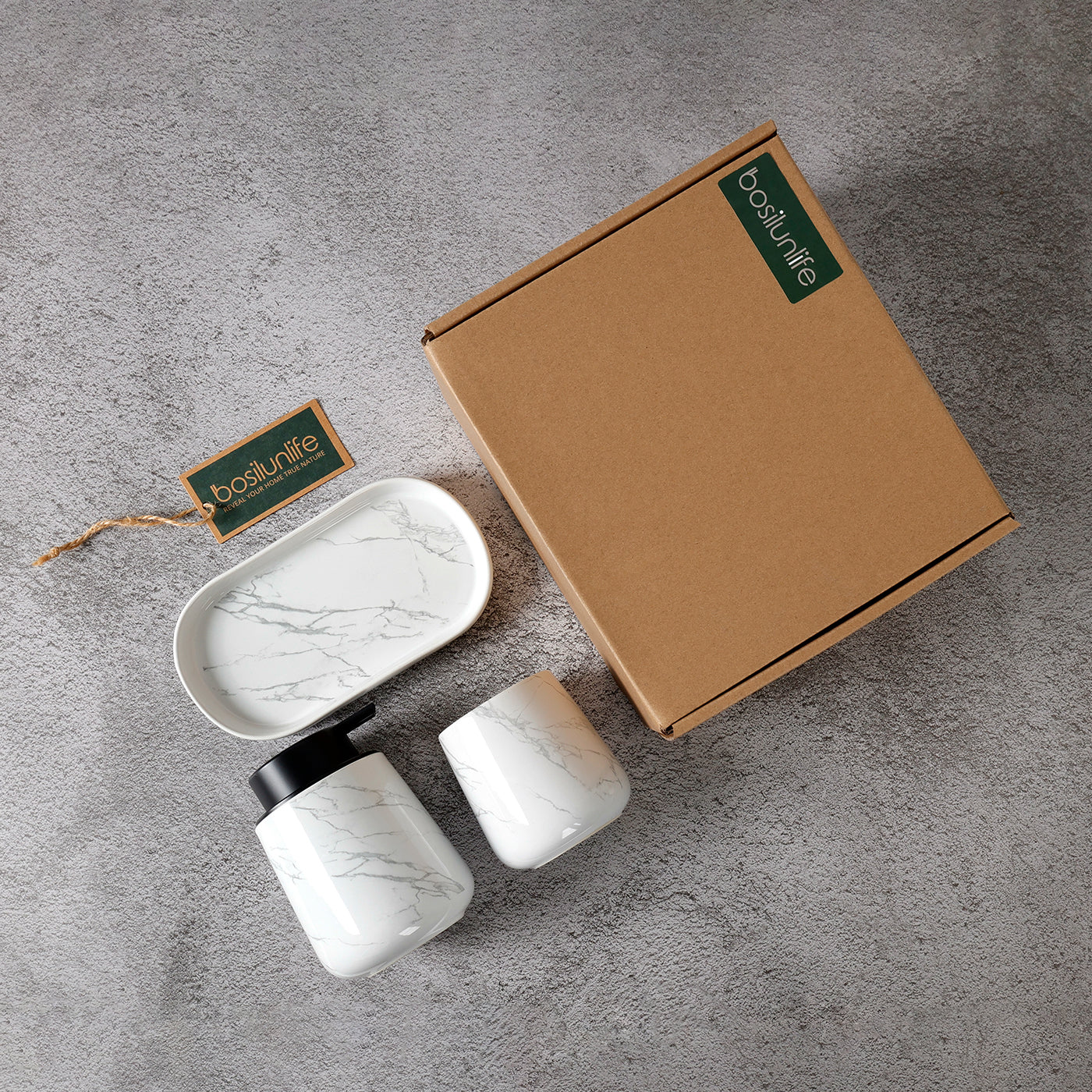 BosilunLife Marble Foaming Bathroom Set Recycled Eco-Clay - Image 6