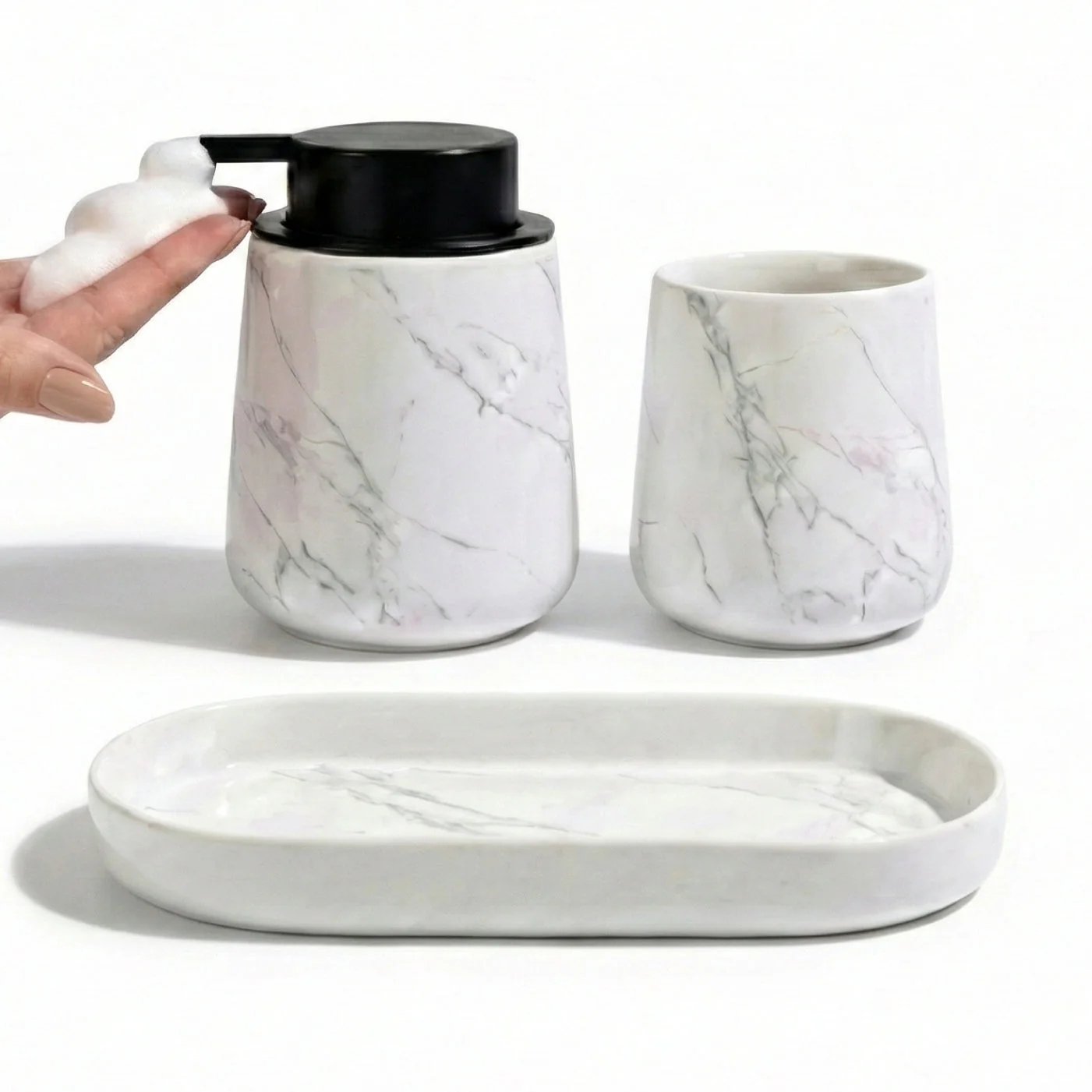 BosilunLife Marble Foaming Bathroom Set Recycled Eco-Clay - Image 7