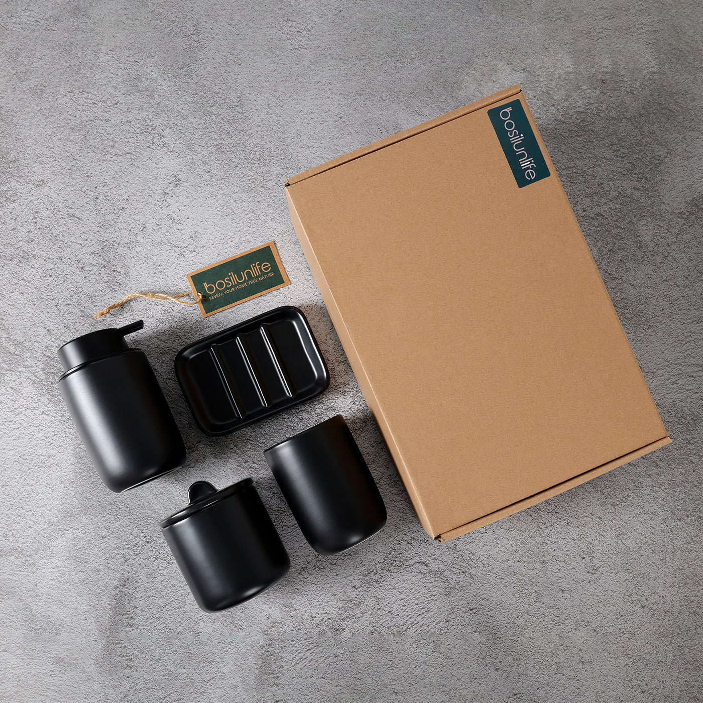 BosilunLife Matte Black Foaming Bathroom Set Recycled Eco-Clay - Image 5