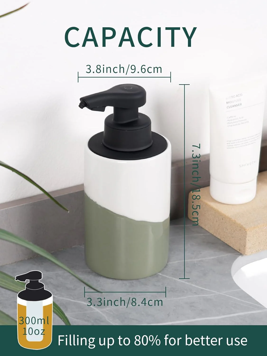 BosilunLife Nordic Garden Automatic Foaming Soap Dispenser Recycled Eco-Clay 10 oz - Image 3