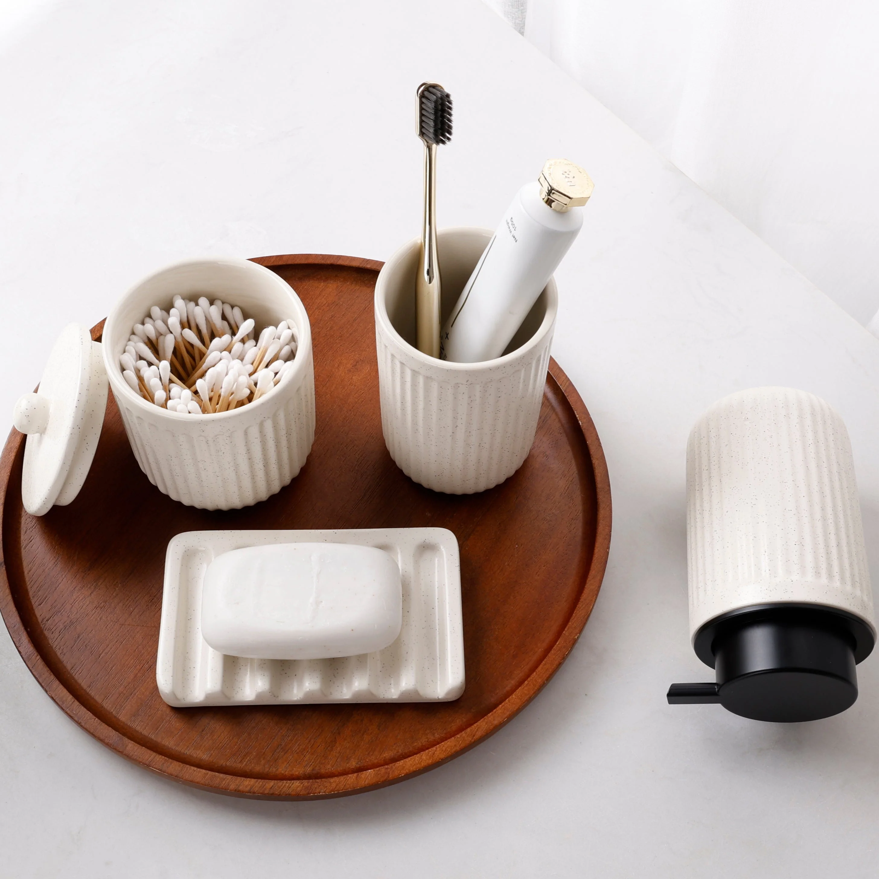 BosilunLife Pockmark Foaming Bathroom Set Recycled Eco-Clay - Image 2