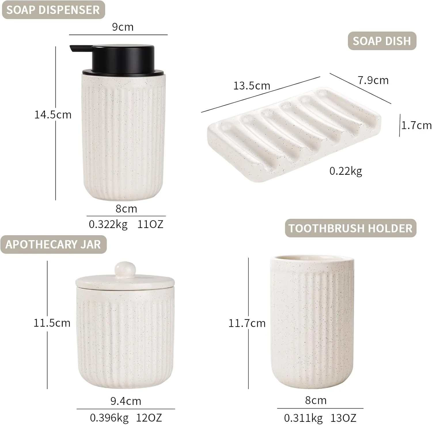 BosilunLife Pockmark Foaming Bathroom Set Recycled Eco-Clay - Image 5