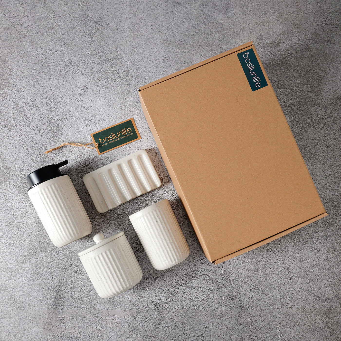 BosilunLife Pockmark Foaming Bathroom Set Recycled Eco-Clay - Image 7
