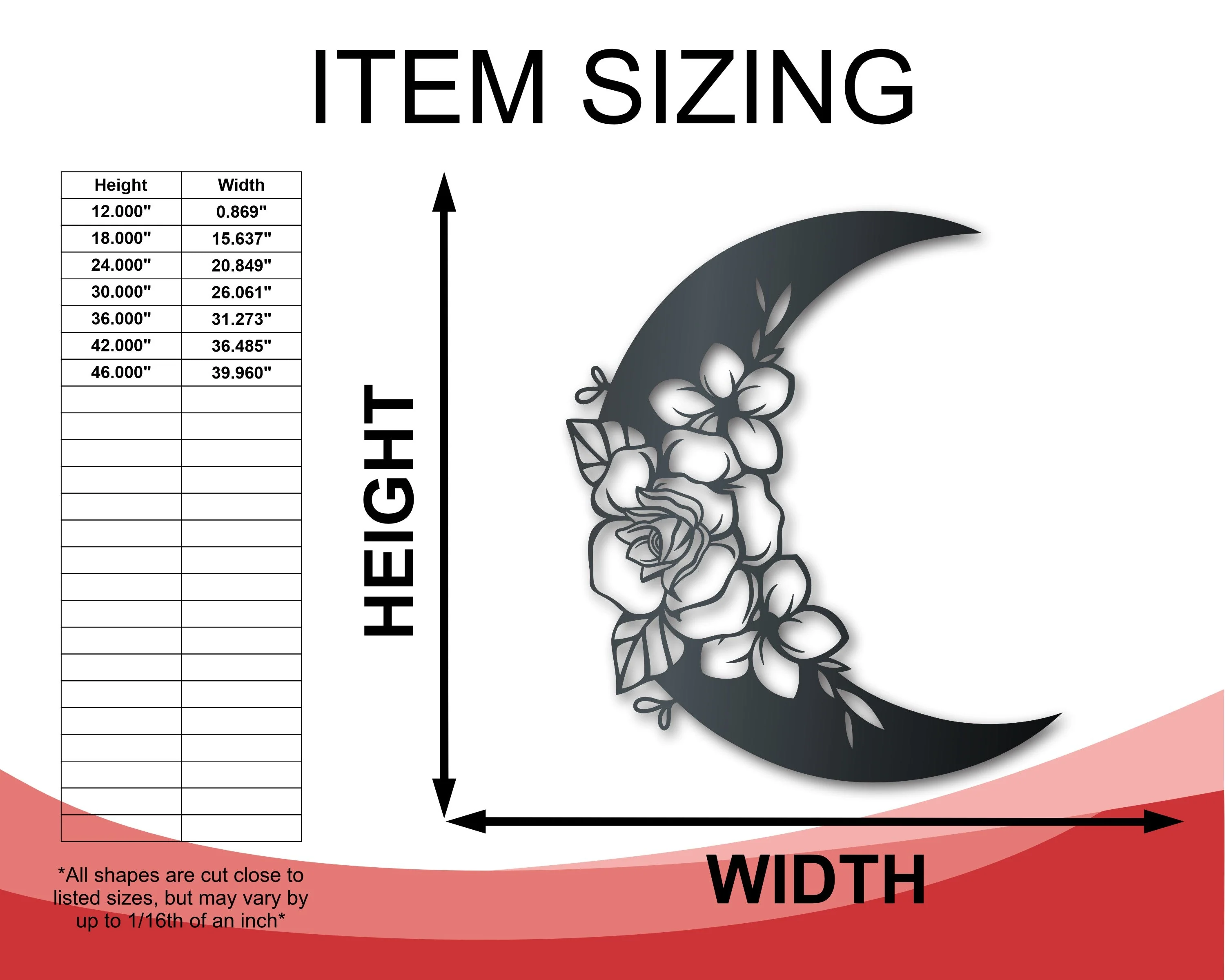 Botanical Moon Metal Wall Art | Indoor Outdoor | Up to 46" | Over 20 Color Options - Image 2