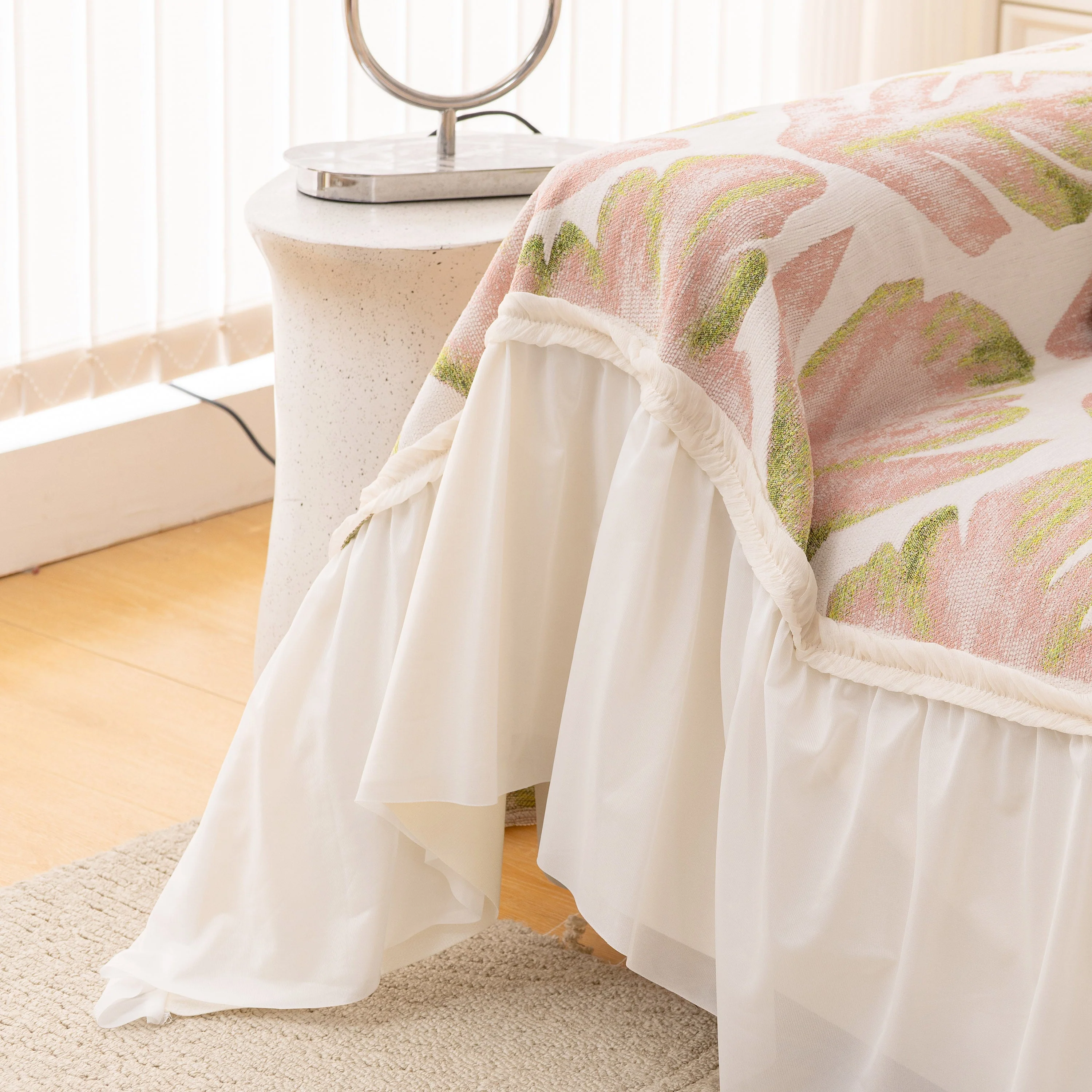 Botanical Sofa Cover with Chiffon Skirt, Floral Couch Throw Blanket for All-Season - Image 14
