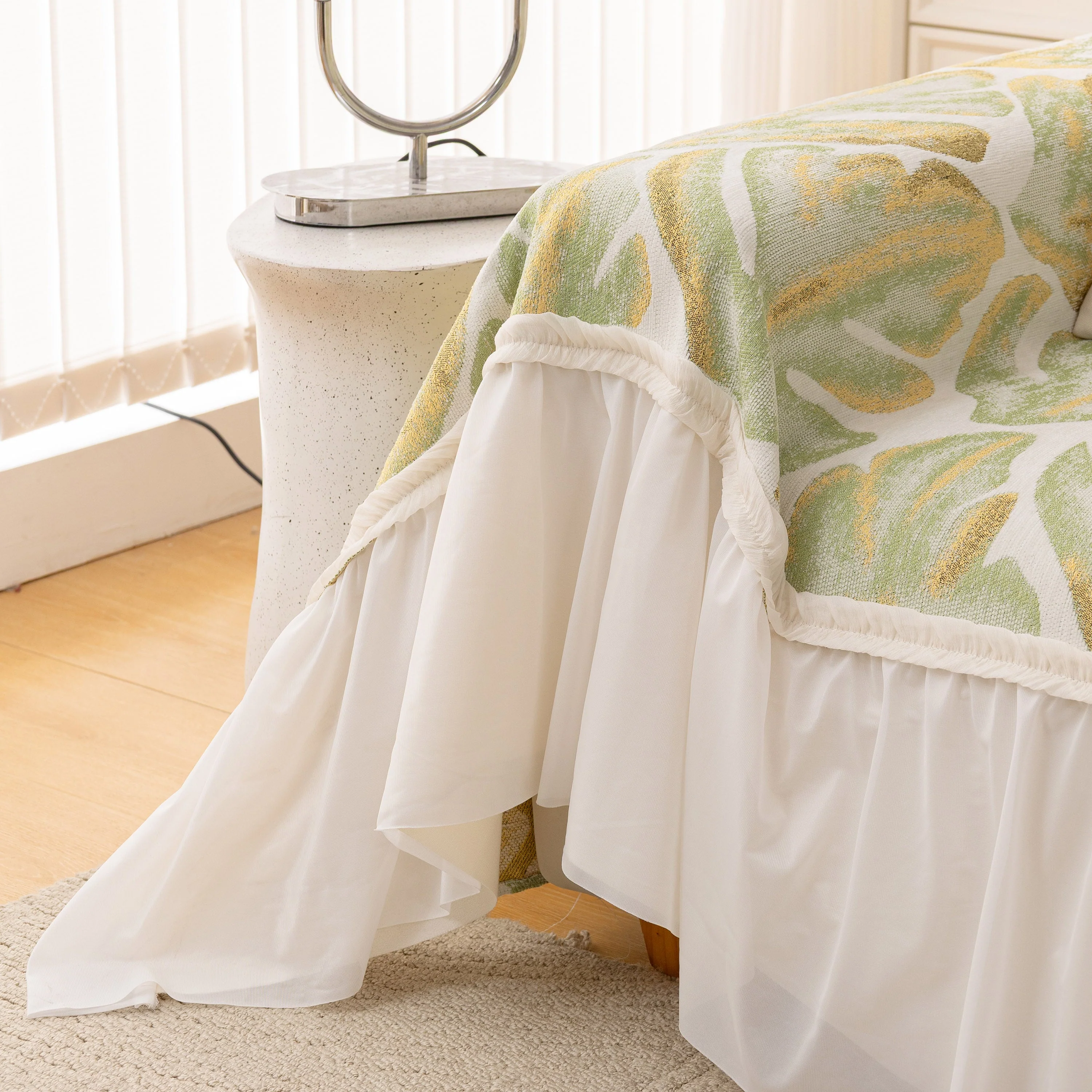 Botanical Sofa Cover with Chiffon Skirt, Floral Couch Throw Blanket for All-Season - Image 53