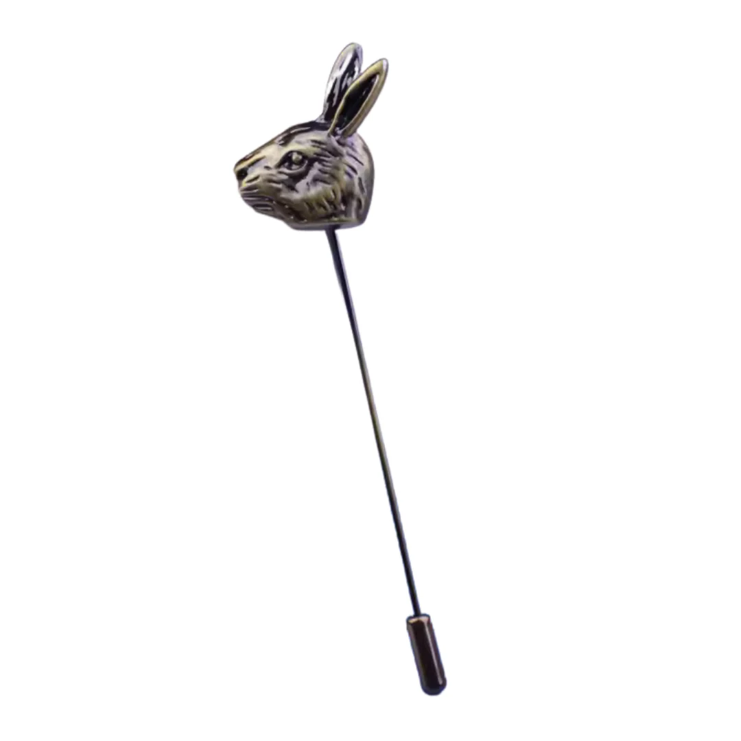 Brass Tone Rabbit Stick Pin Brooch - Image 2