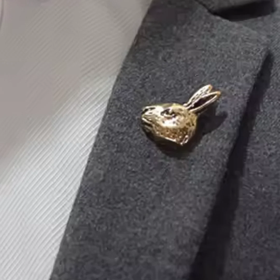 Brass Tone Rabbit Stick Pin Brooch - Image 3