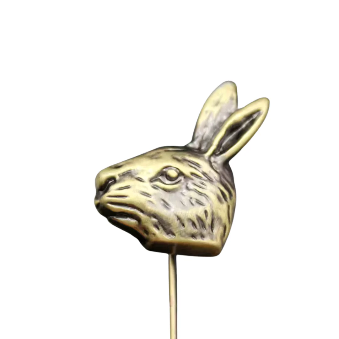 Brass Tone Rabbit Stick Pin Brooch - Image 4