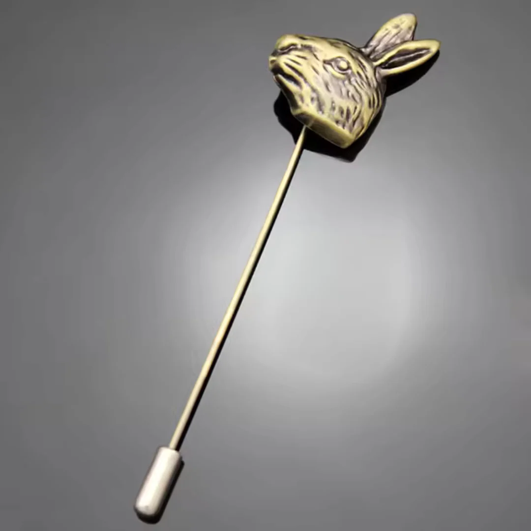 Brass Tone Rabbit Stick Pin Brooch - Image 6