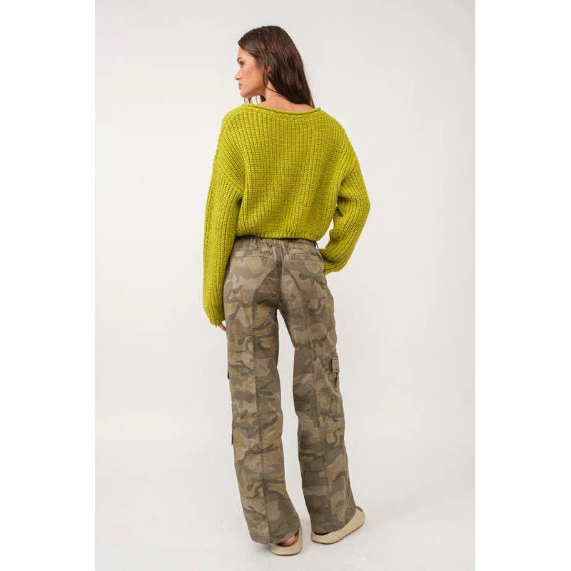 Brat Green Asymmetric Neckline Knit Crop Top Sweater [Available in SM and M] - Image 8
