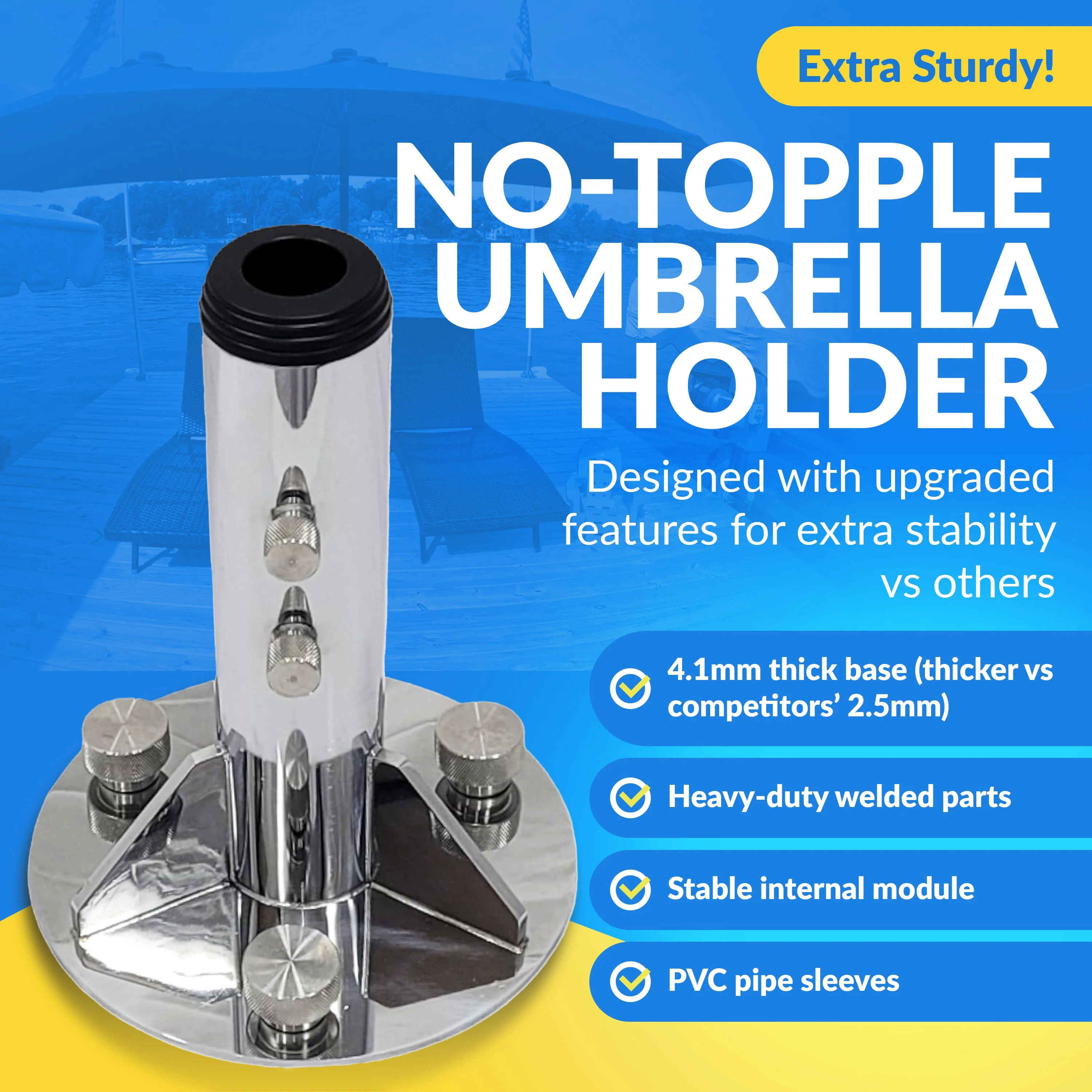Breezelock™ Dock & Boat Flag/Umbrella Stand - Stainless Steel Umbrella Stand - Image 2