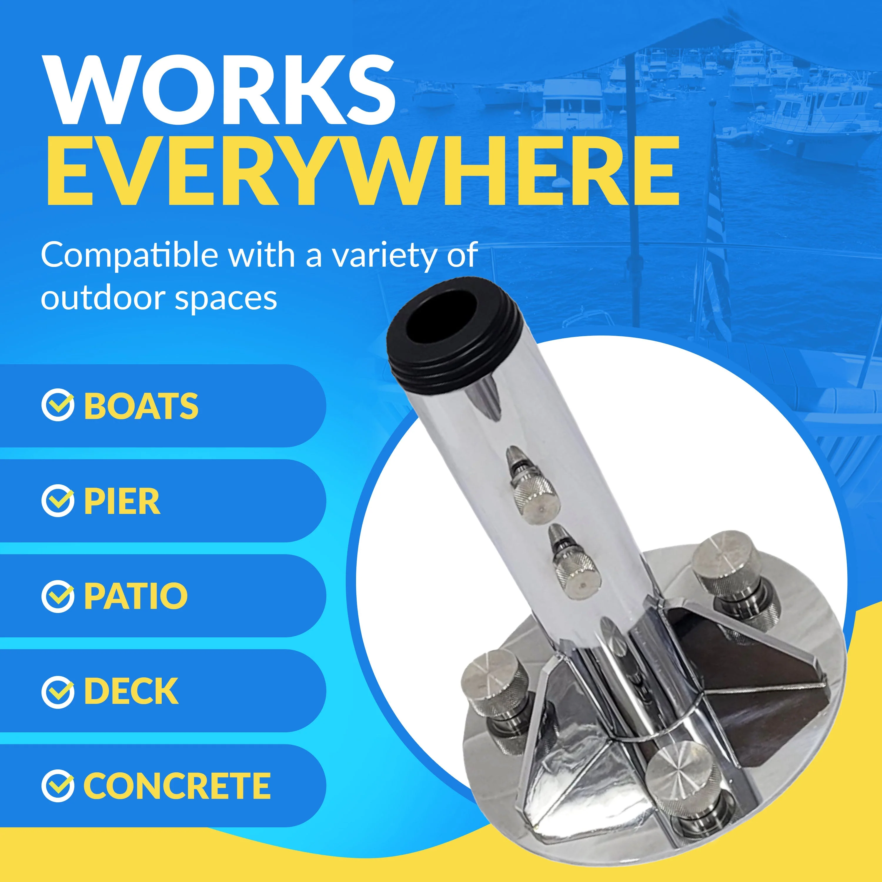 Breezelock™ Dock & Boat Flag/Umbrella Stand - Stainless Steel Umbrella Stand - Image 4