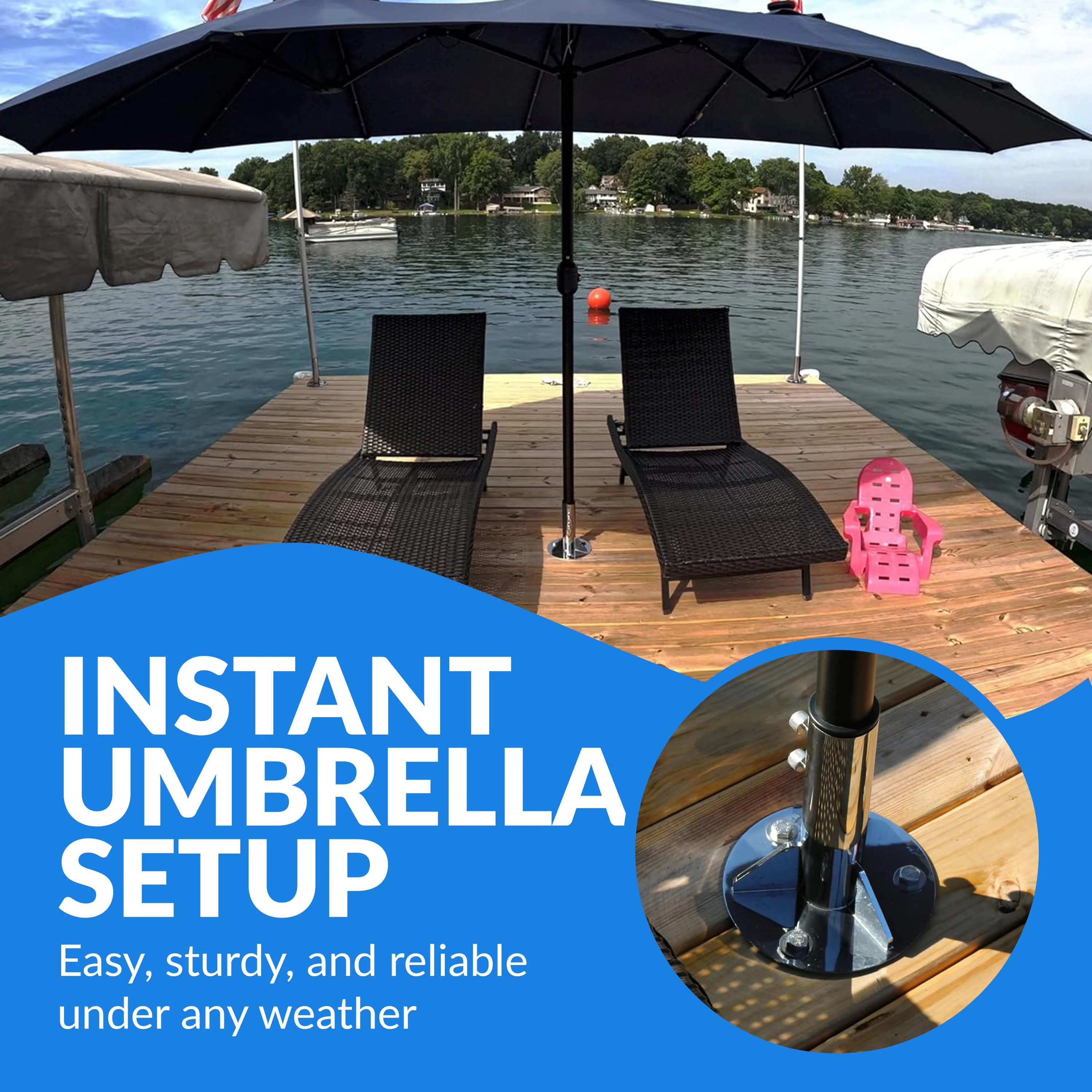 Breezelock™ Dock & Boat Flag/Umbrella Stand - Stainless Steel Umbrella Stand - Image 6