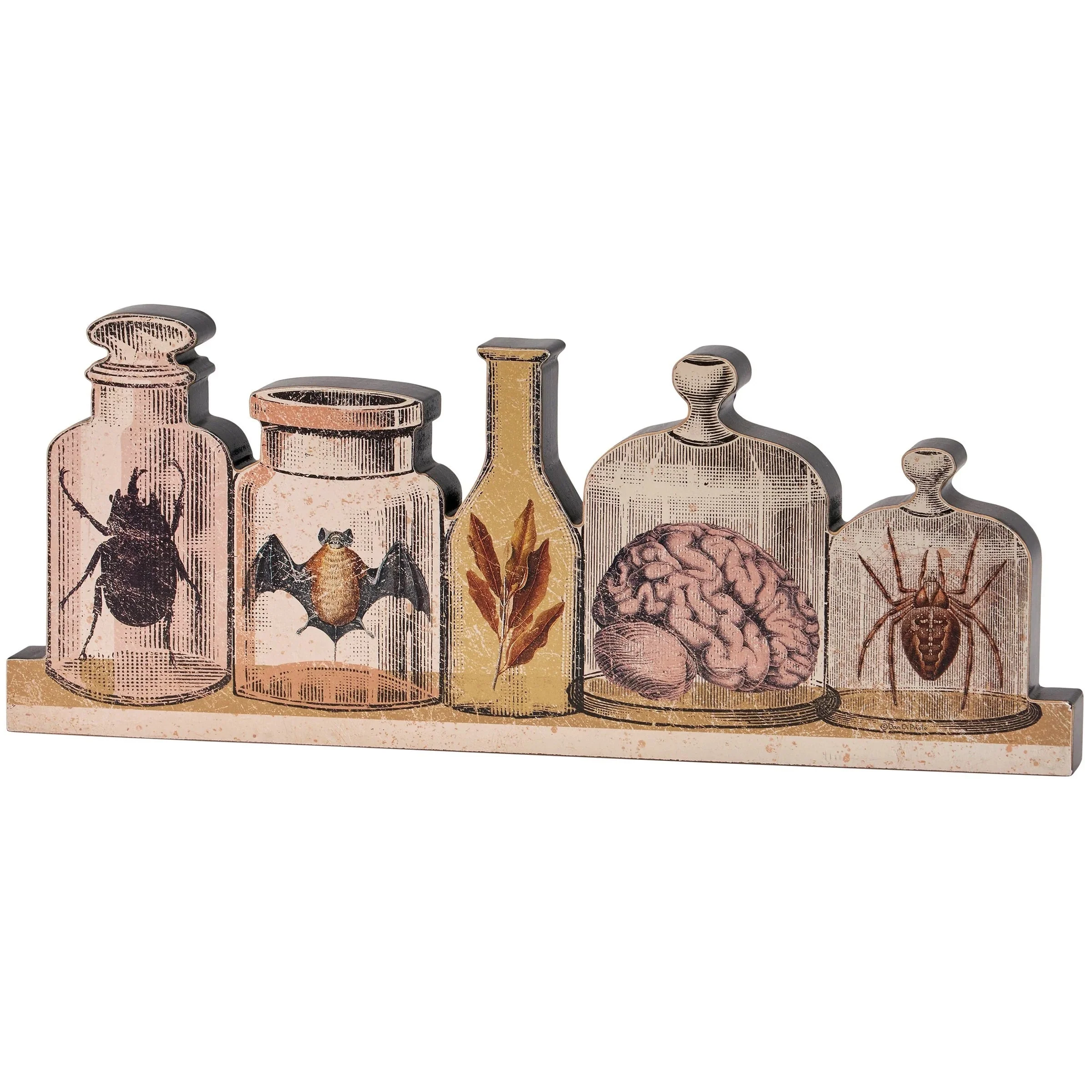 Brew Bottles Spooky Wooden Stand-Up Decor | Rustic Halloween Home Accent - Image 2