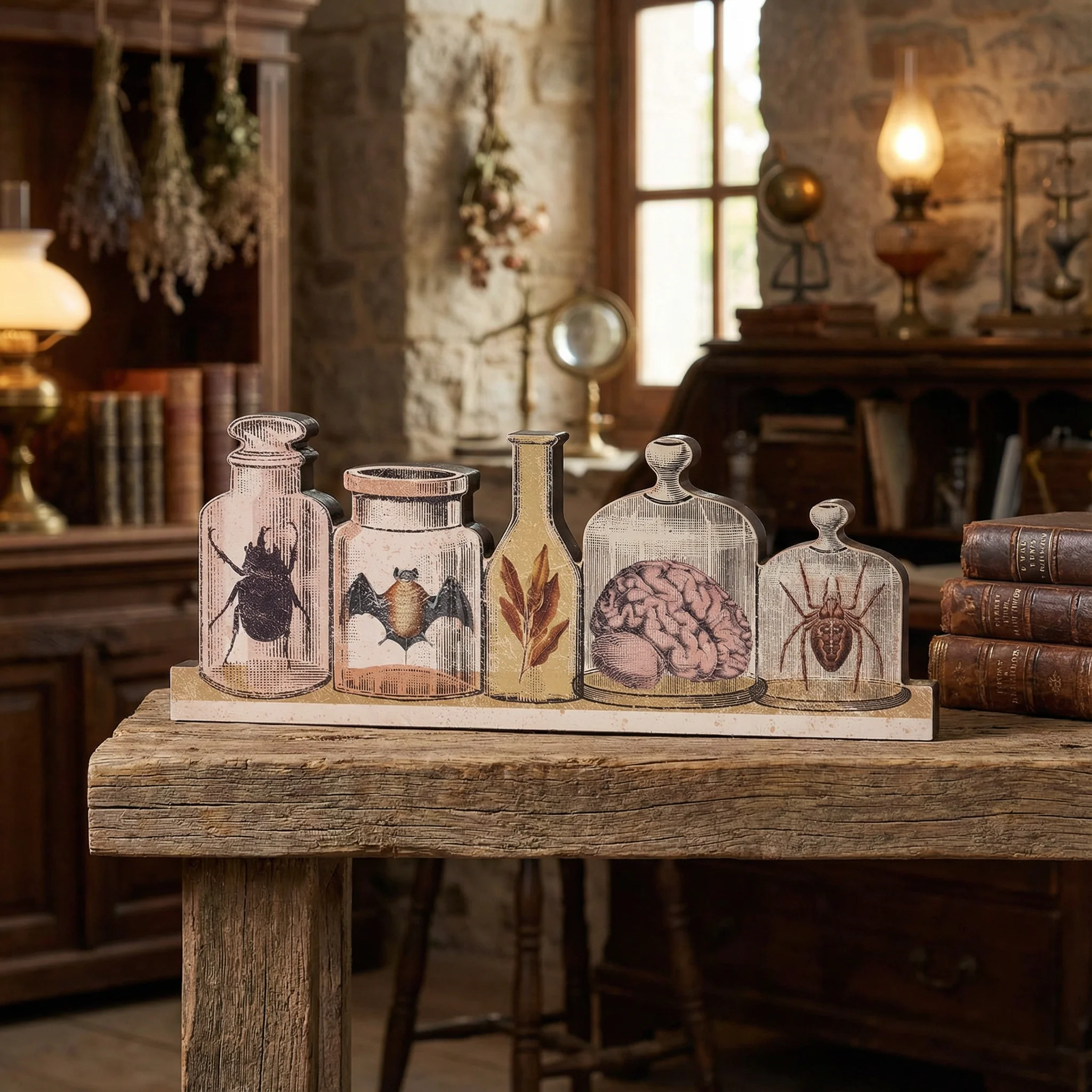 Brew Bottles Spooky Wooden Stand-Up Decor | Rustic Halloween Home Accent - Image 4
