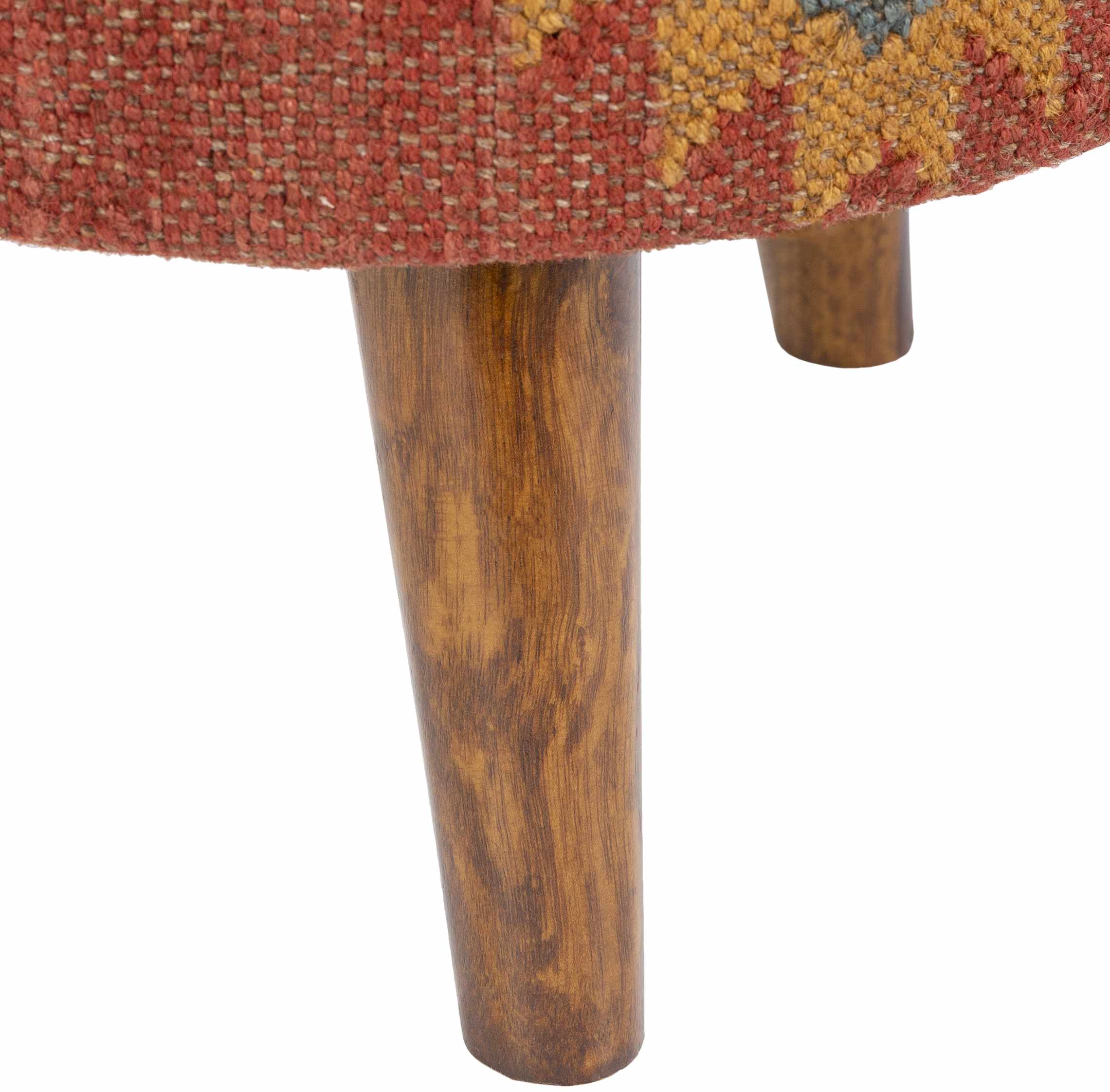 Brick Red Wood Frame Ottoman Stool - Image 6