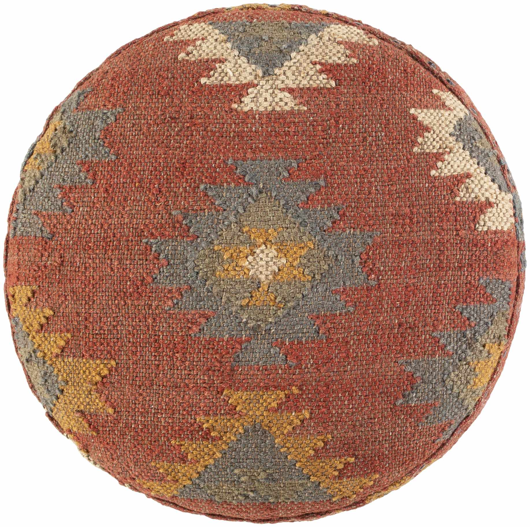 Brick Red Wood Frame Ottoman Stool - Image 7
