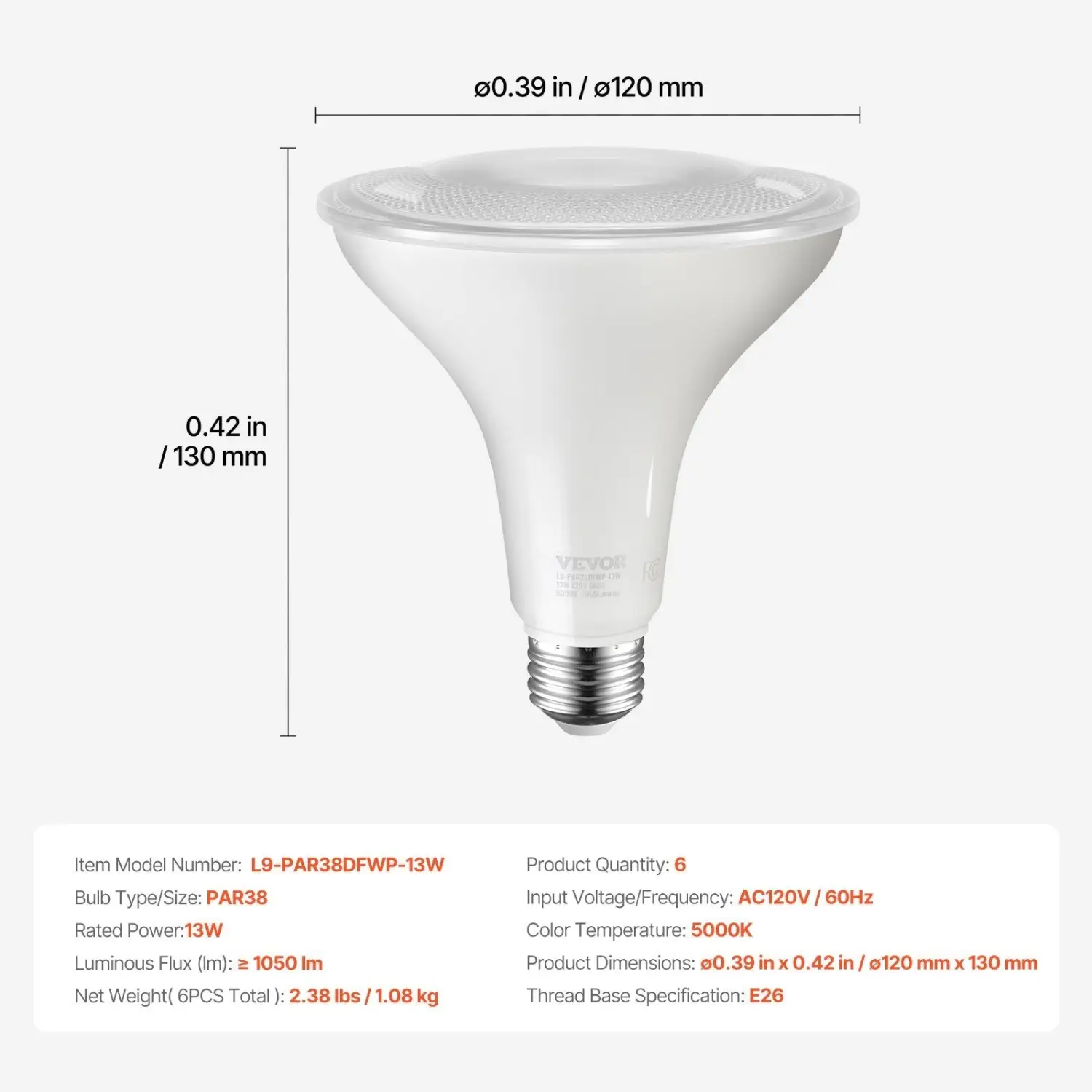 Bright 13W PAR38 Flood Light Bulb with E26 Base - Image 2