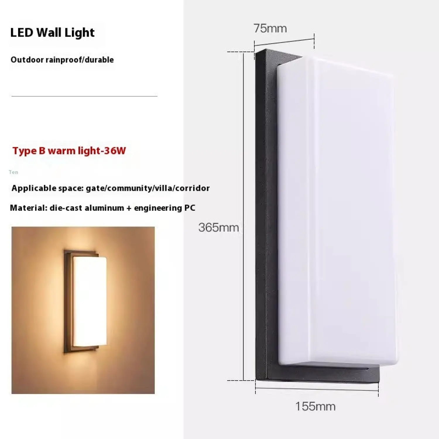 Bright Wall LED Light with 30 Beads in Warm White & White Options - Image 9