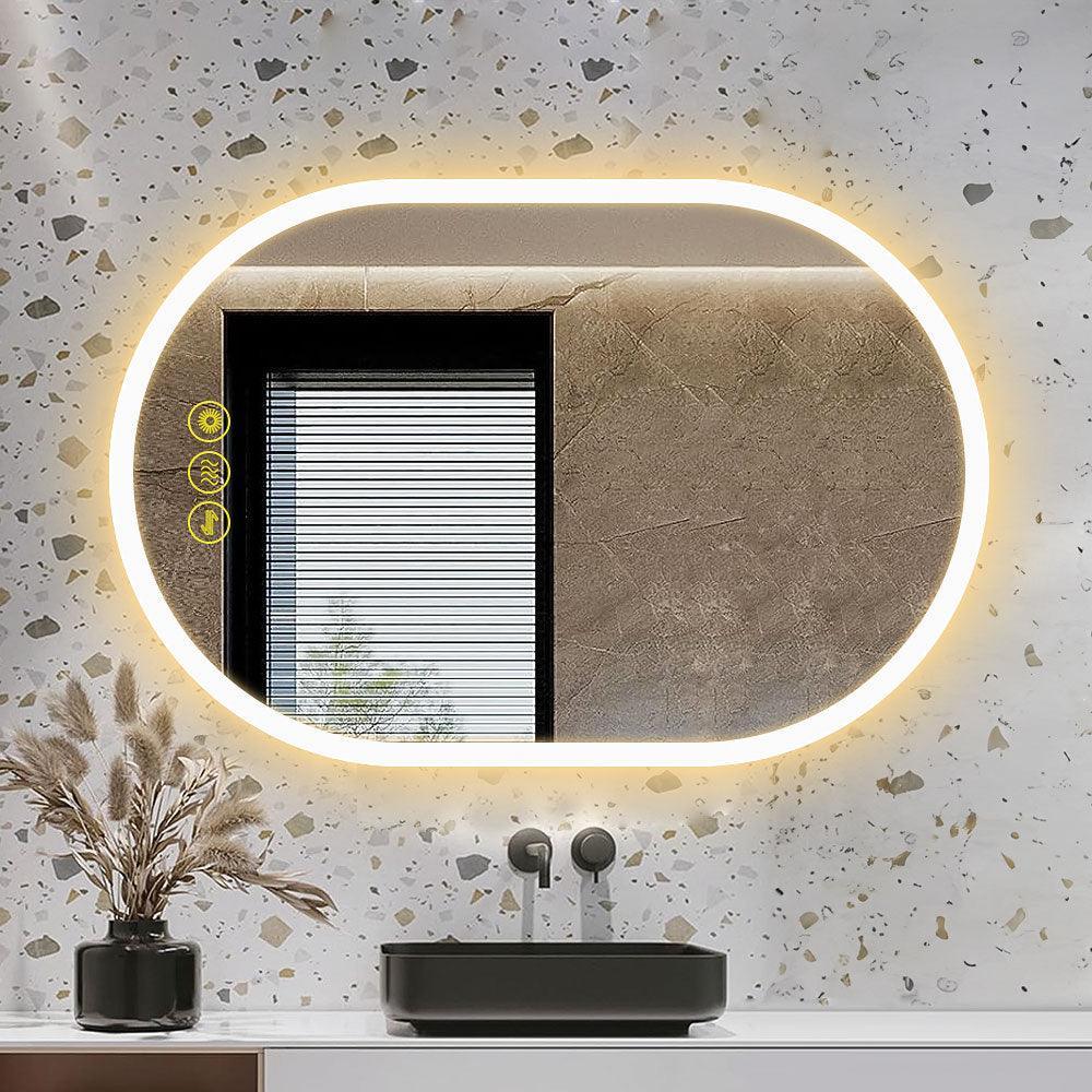 BrightView Oval Frameless LED Anti-Fog Dimmable Bathroom Vanity Mirror - Image 10