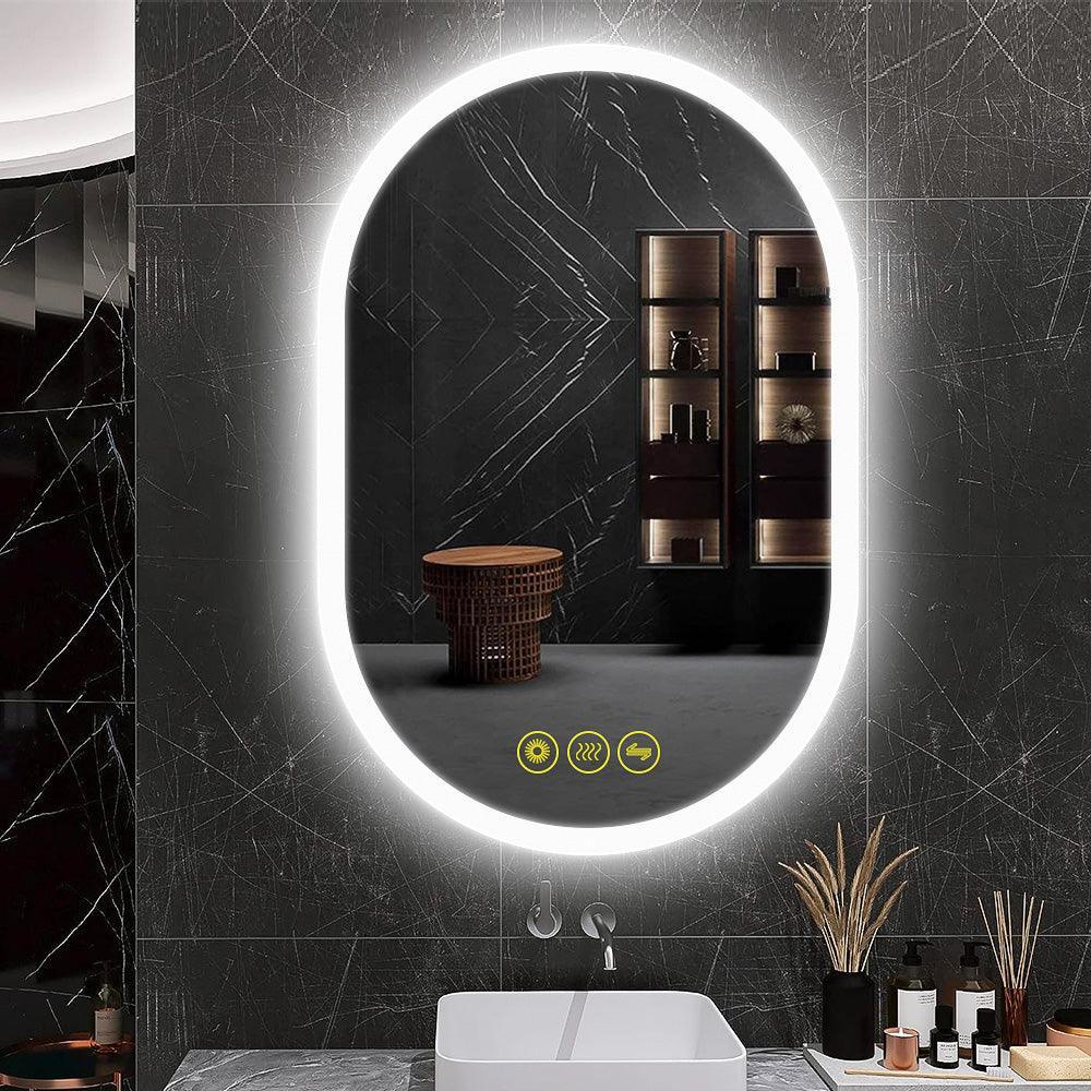 BrightView Oval Frameless LED Anti-Fog Dimmable Bathroom Vanity Mirror - Image 11