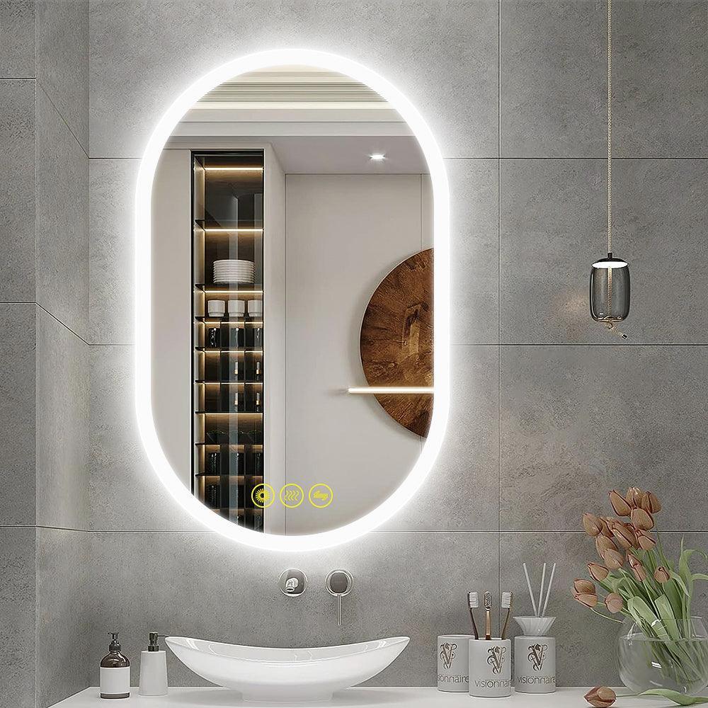 BrightView Oval Frameless LED Anti-Fog Dimmable Bathroom Vanity Mirror - Image 2