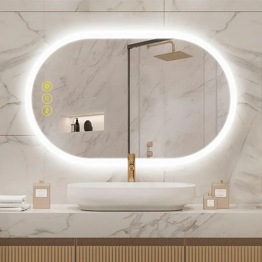 BrightView Oval Frameless LED Anti-Fog Dimmable Bathroom Vanity Mirror - Image 4