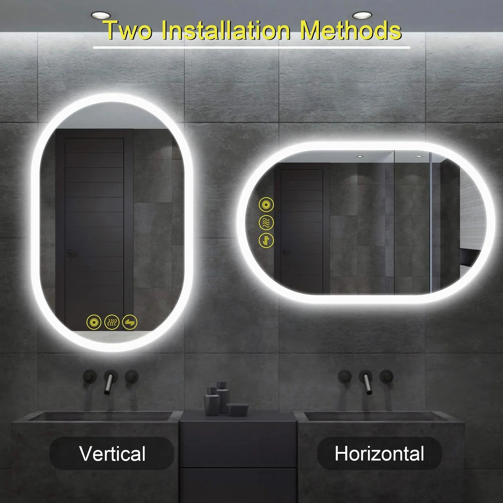 BrightView Oval Frameless LED Anti-Fog Dimmable Bathroom Vanity Mirror - Image 7