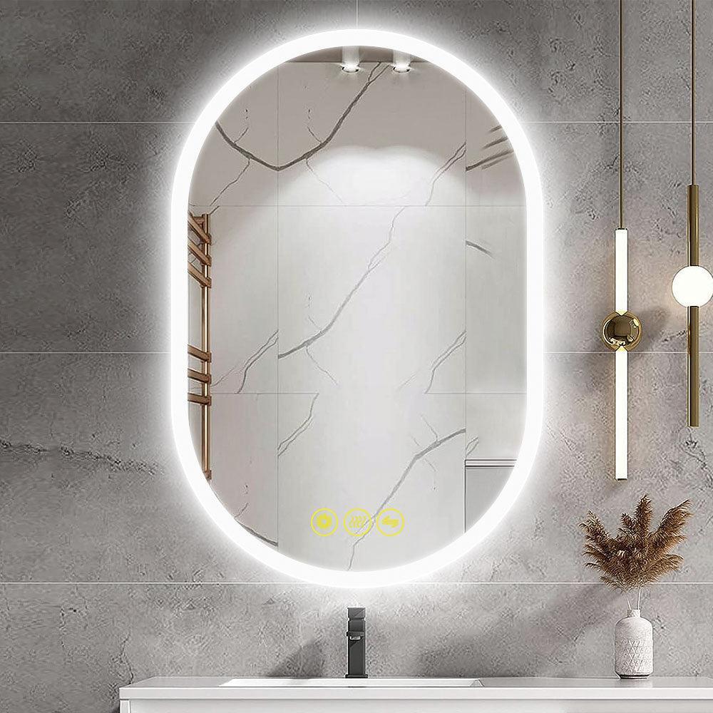 BrightView Oval Frameless LED Anti-Fog Dimmable Bathroom Vanity Mirror - Image 9