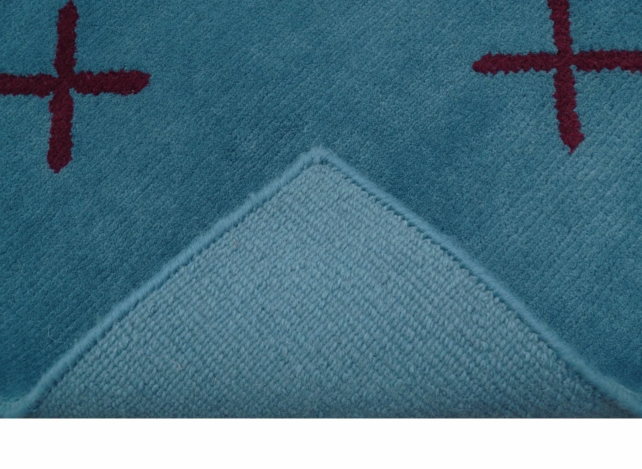Brisk Custom Made Contemporary Design Blue Hand Knotted Wool Rug - Image 7