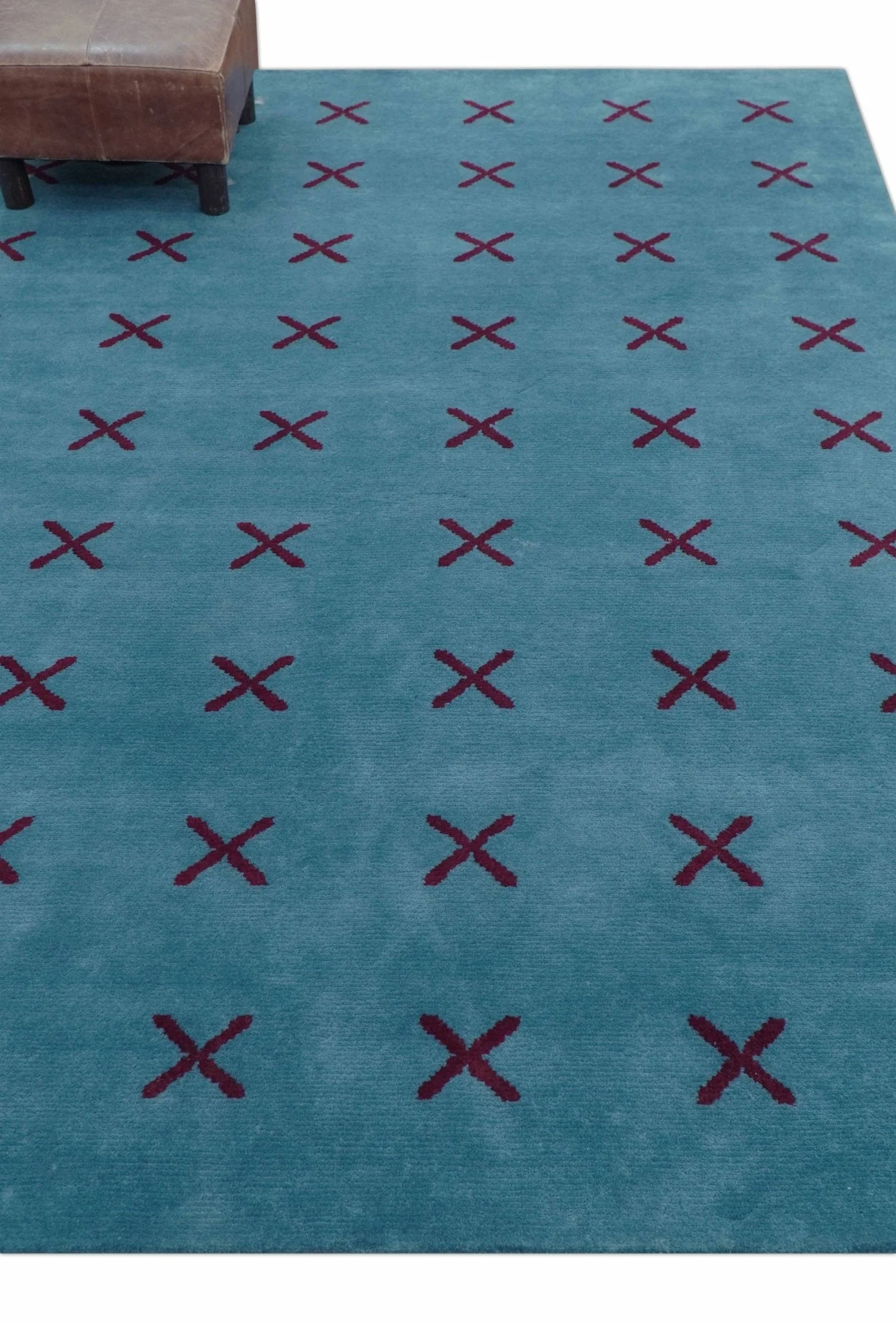 Brisk Custom Made Contemporary Design Blue Hand Knotted Wool Rug - Image 8