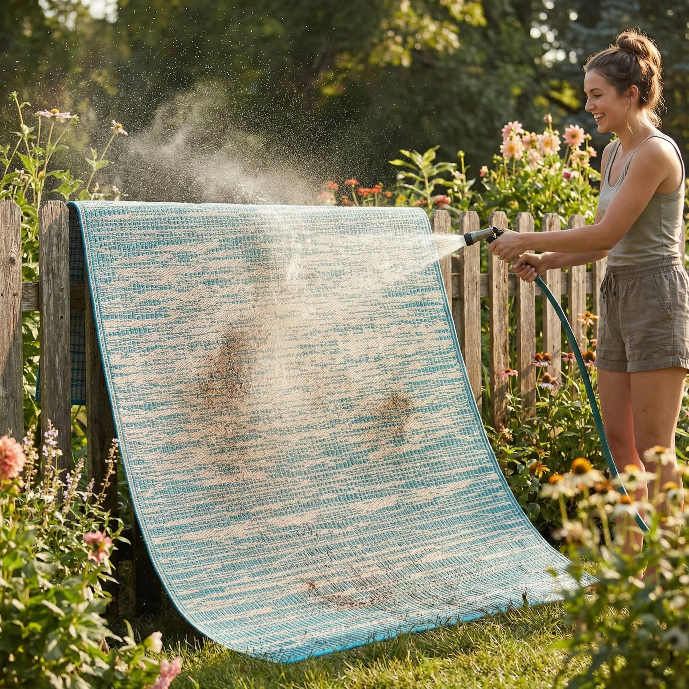 Brooklyn - Teal Outdoor Rug for Patio FINAL SALE - Image 7