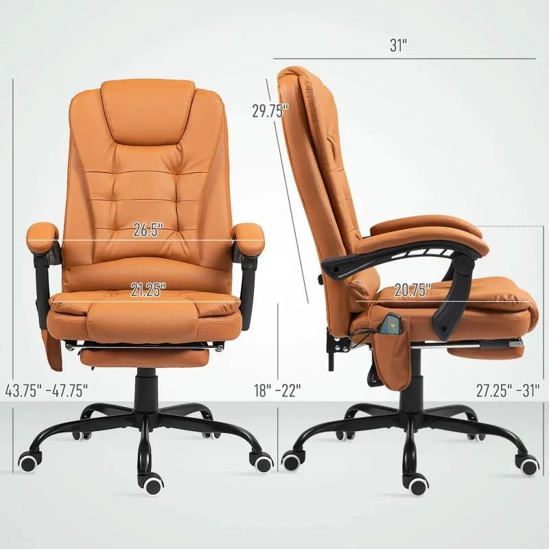 Brown 7 Mode Vibrating High Back Executive Massage Adjustable Office Chair - Image 5