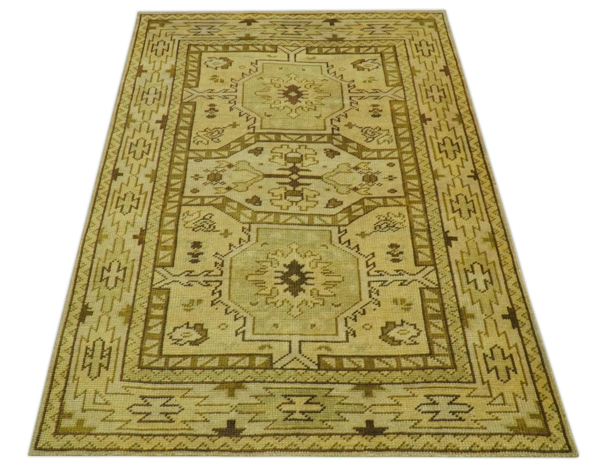 Brown And Beige Modern Traditional Design 5x8 Hand Knotted Wool Area Rug - Image 10