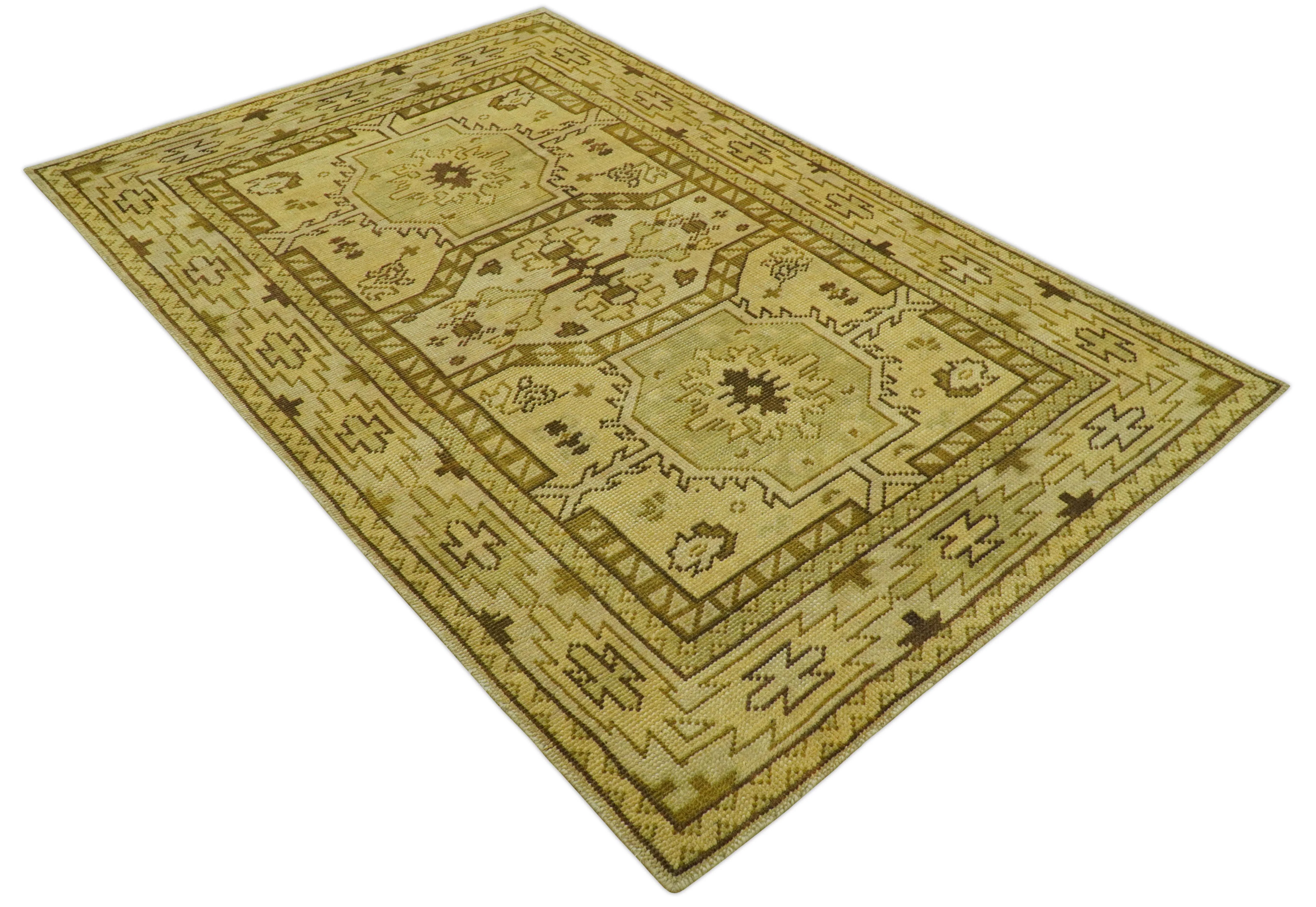 Brown And Beige Modern Traditional Design 5x8 Hand Knotted Wool Area Rug - Image 11