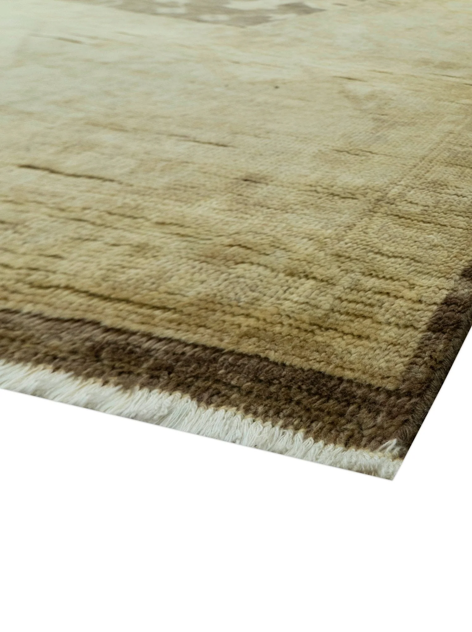 Brown And Beige Traditional Oushak Hand knotted Wool Area Rug - Image 5