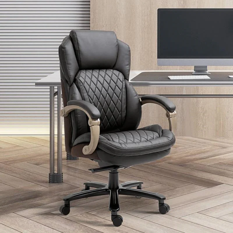 Brown Big and Tall Diamond Stitching Executive Adjustable Height Office Chair - Image 3