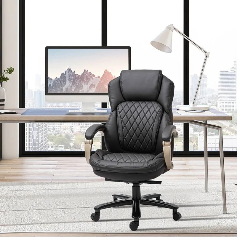 Brown Big and Tall Diamond Stitching Executive Adjustable Height Office Chair - Image 4
