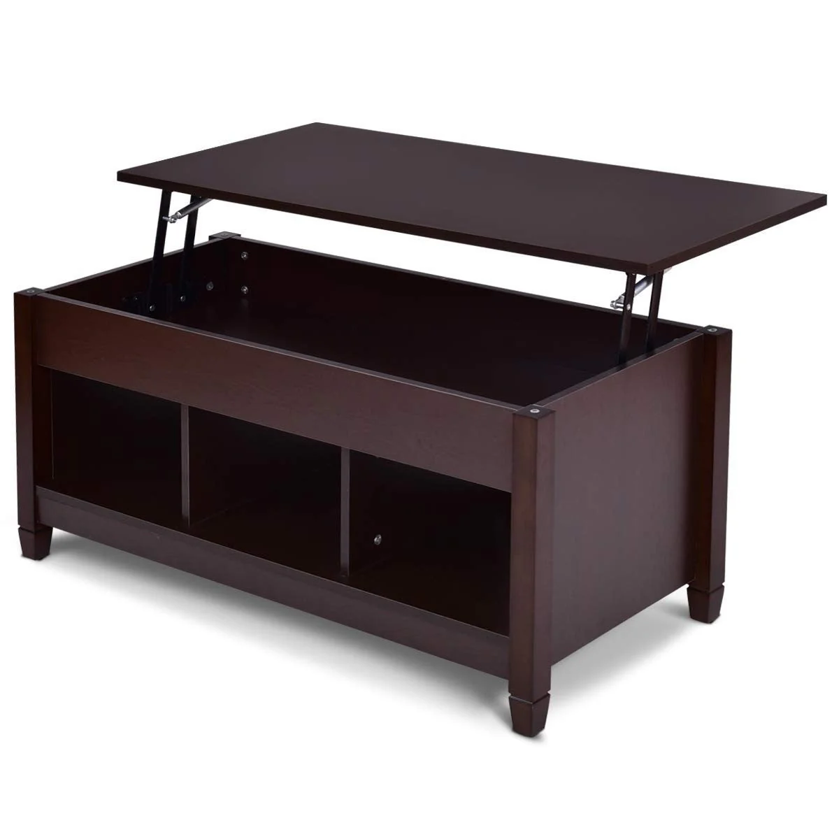 Brown Wood Lift Top Coffee Table with Hidden Storage Space - Image 2
