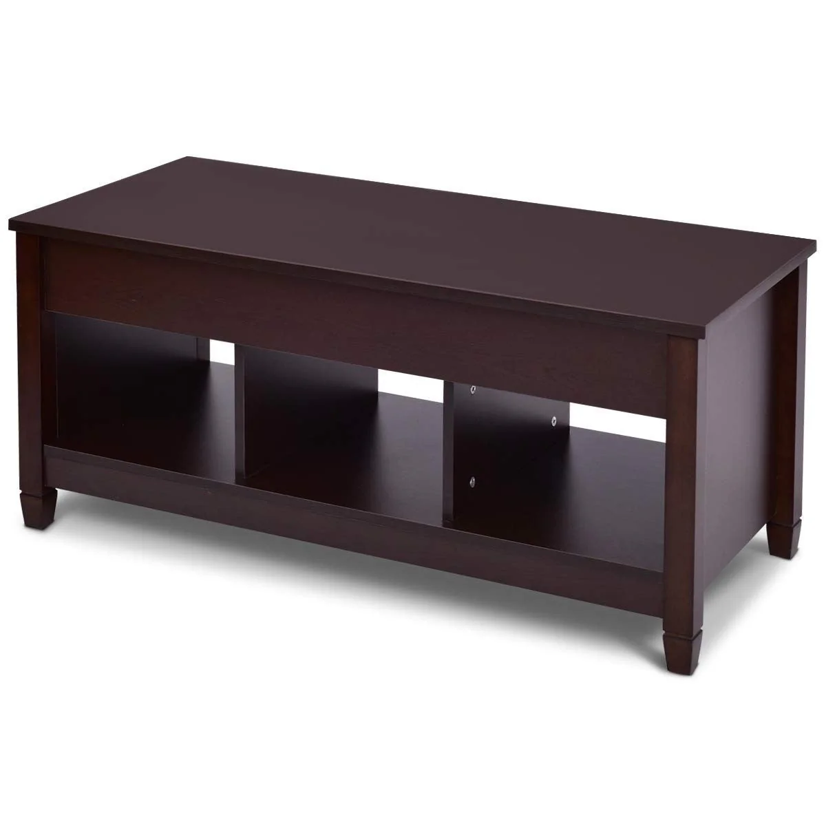 Brown Wood Lift Top Coffee Table with Hidden Storage Space - Image 3